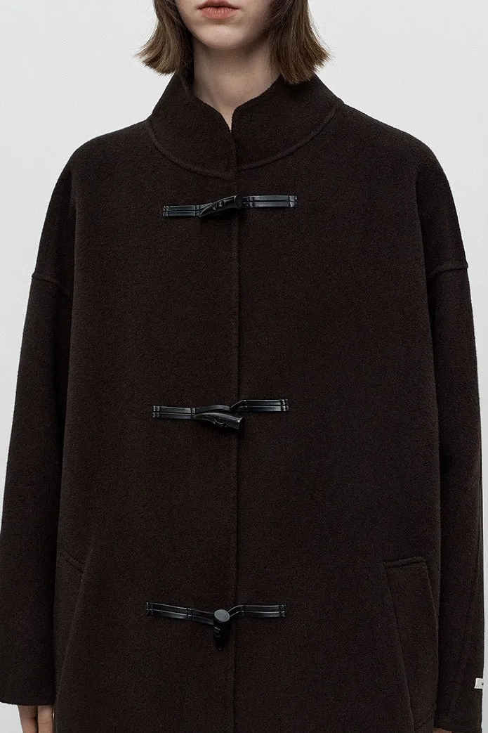 100% wool double-sided fabric coat with horn buttons | 2 color