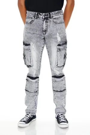 Acid Wash Slim Cargo Jean