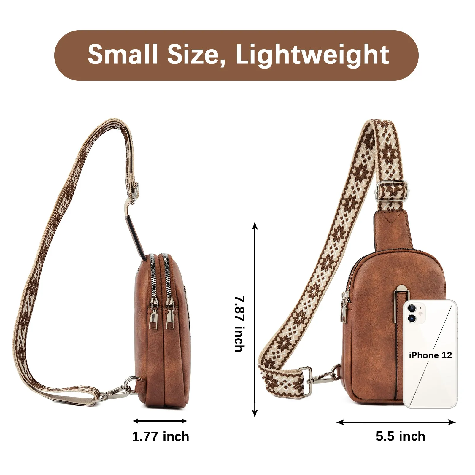 Aurora Adjustable Embroidered Shoulder Strap  Crossbody Bag for Women