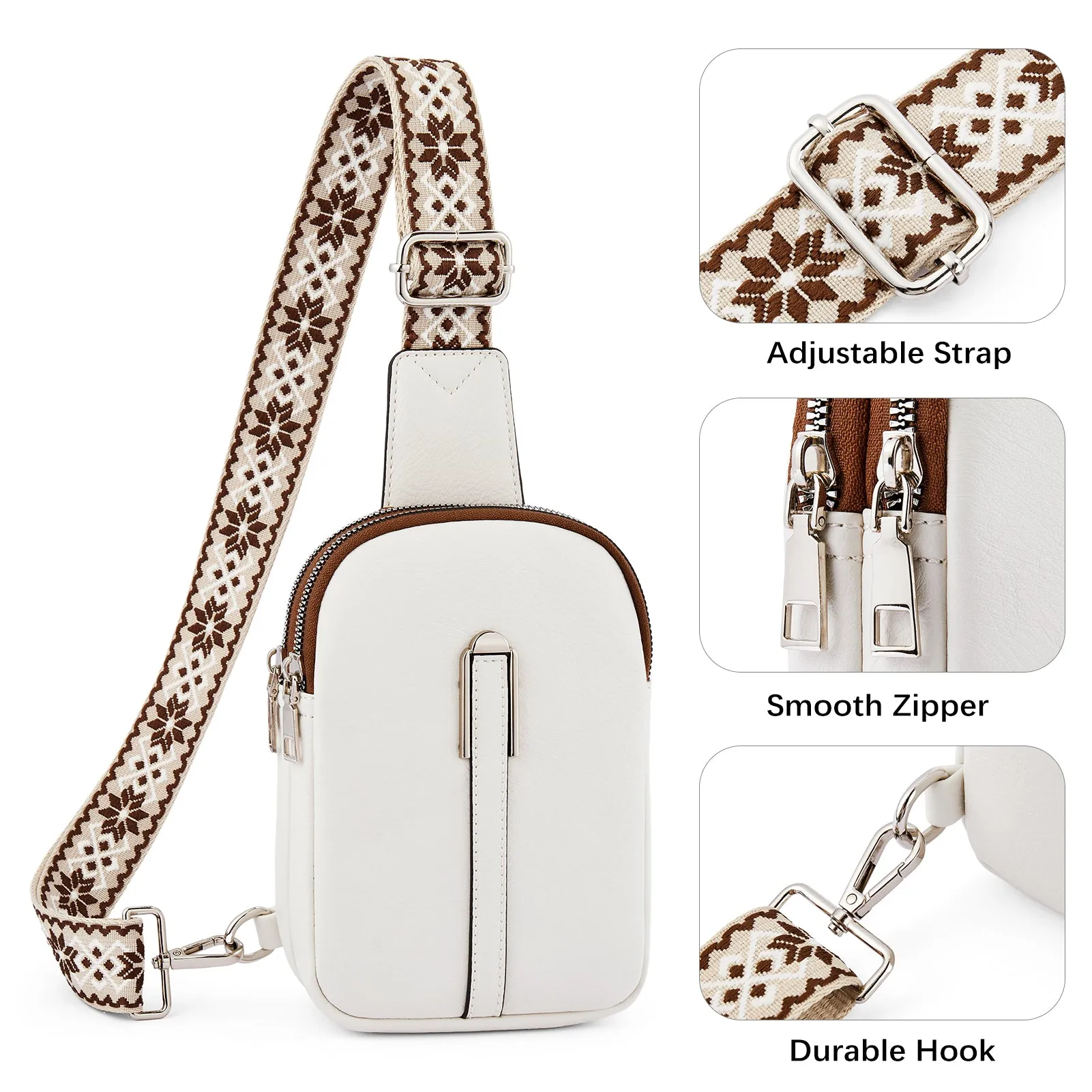 Aurora Adjustable Embroidered Shoulder Strap  Crossbody Bag for Women