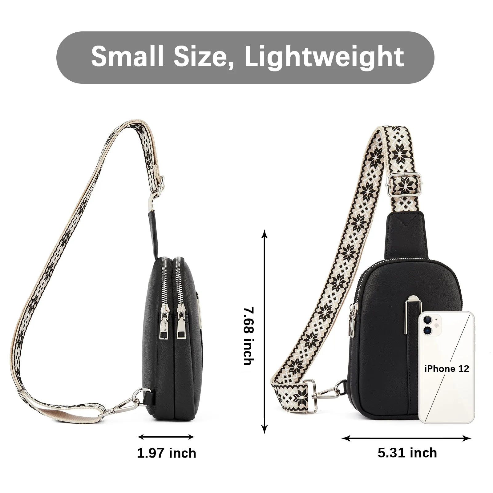 Aurora Adjustable Embroidered Shoulder Strap  Crossbody Bag for Women