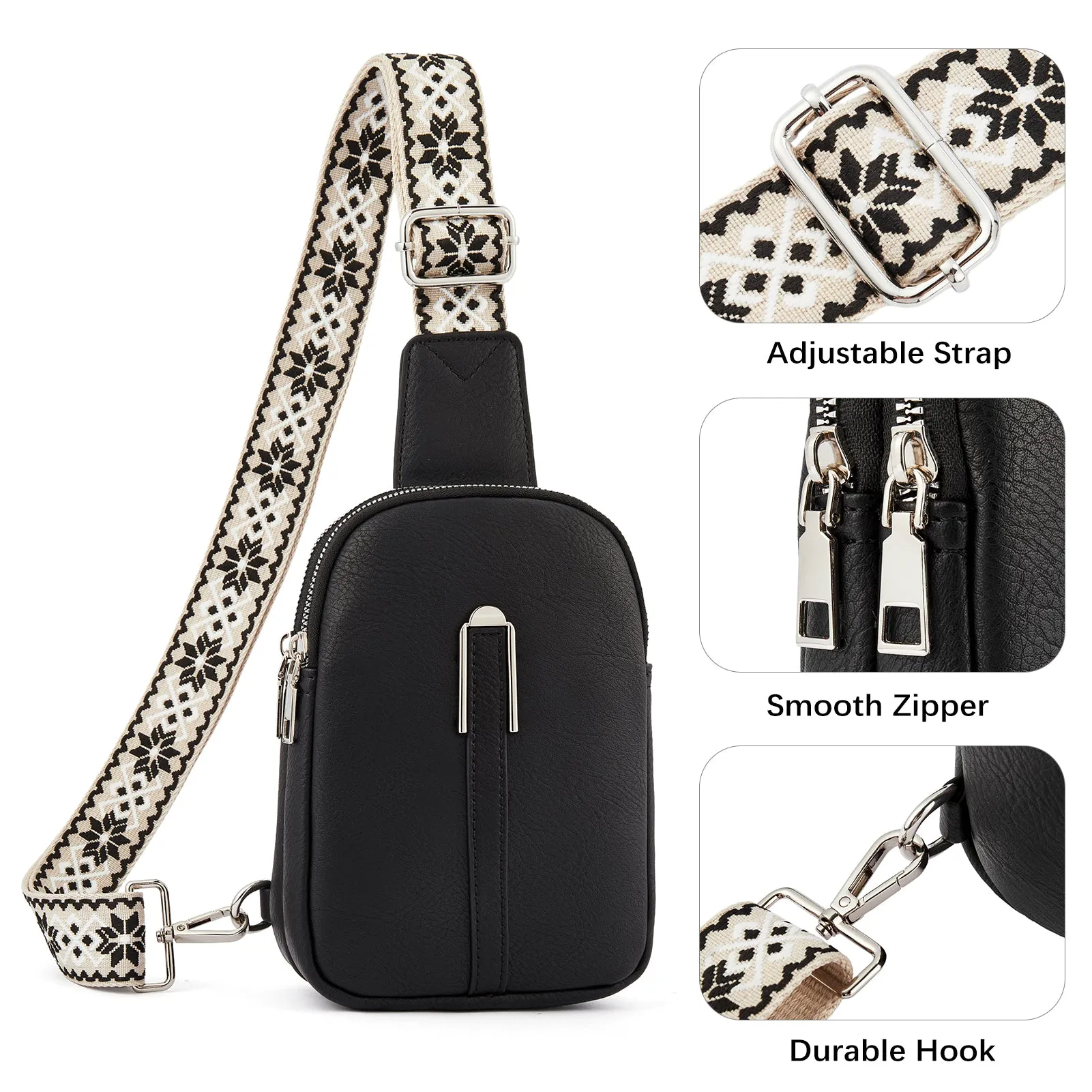 Aurora Adjustable Embroidered Shoulder Strap  Crossbody Bag for Women