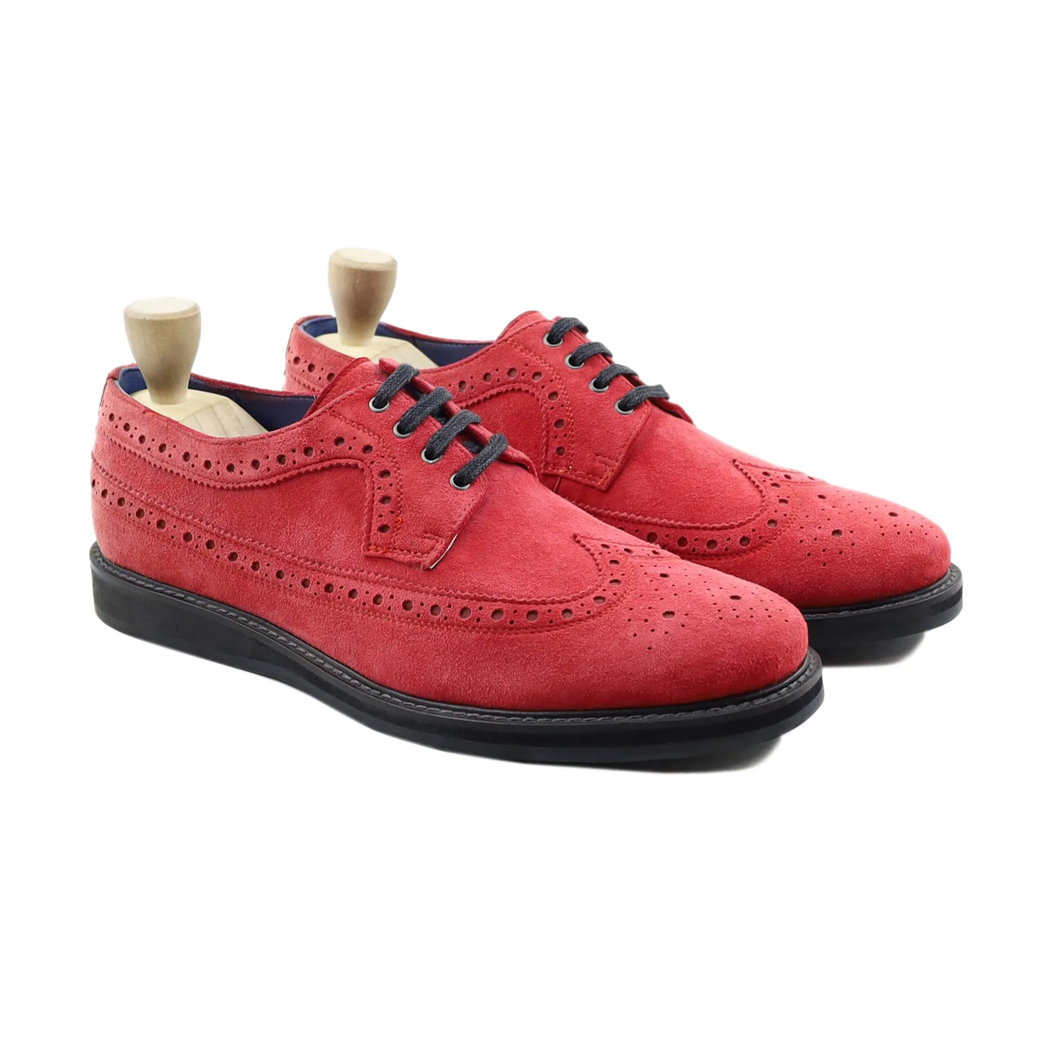 Bistok - Men's Red Kid Suede Derby Shoe