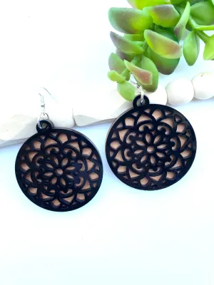 Black Circle Drop Earrings, Acrylic Jewelry, Casual Style, Boho Earrings, Teacher Appreciation Gift