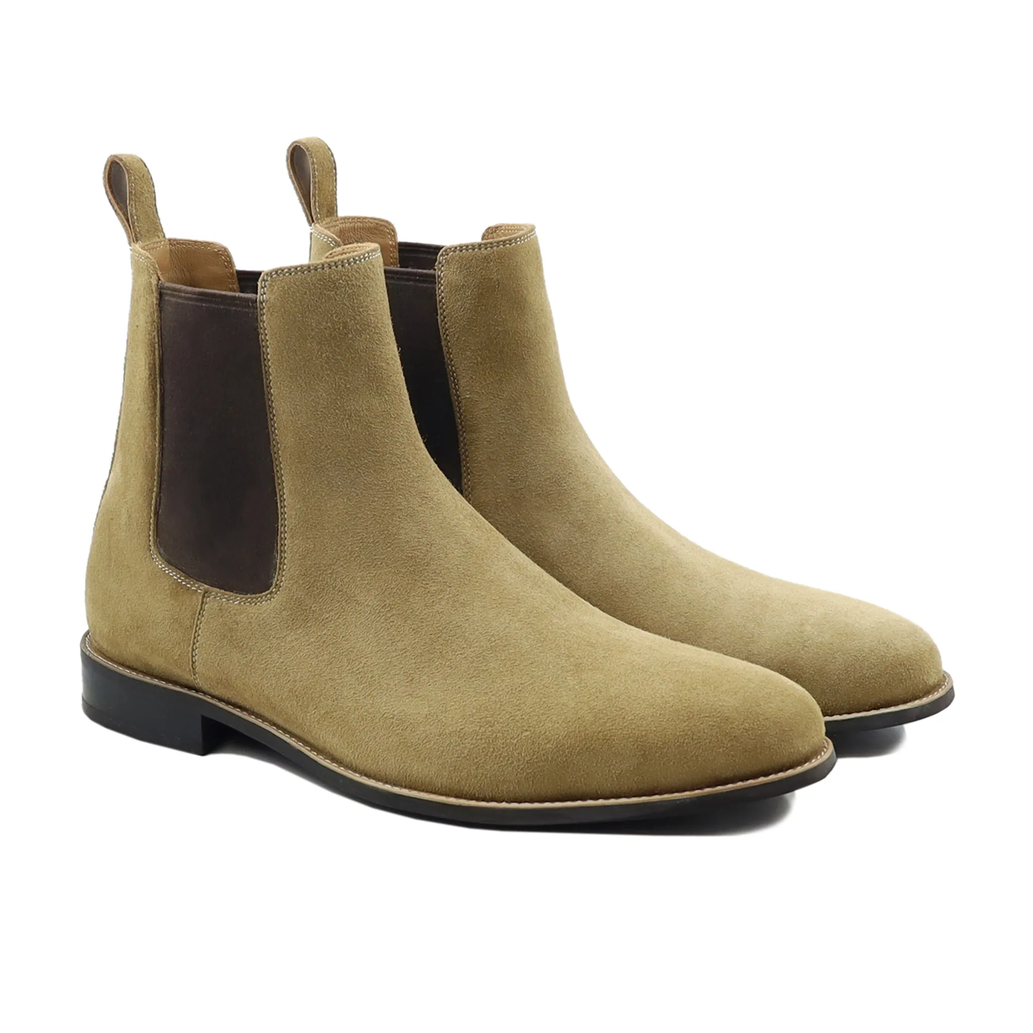 Bochum - Men's Camel Kid Suede Chelsea Boot