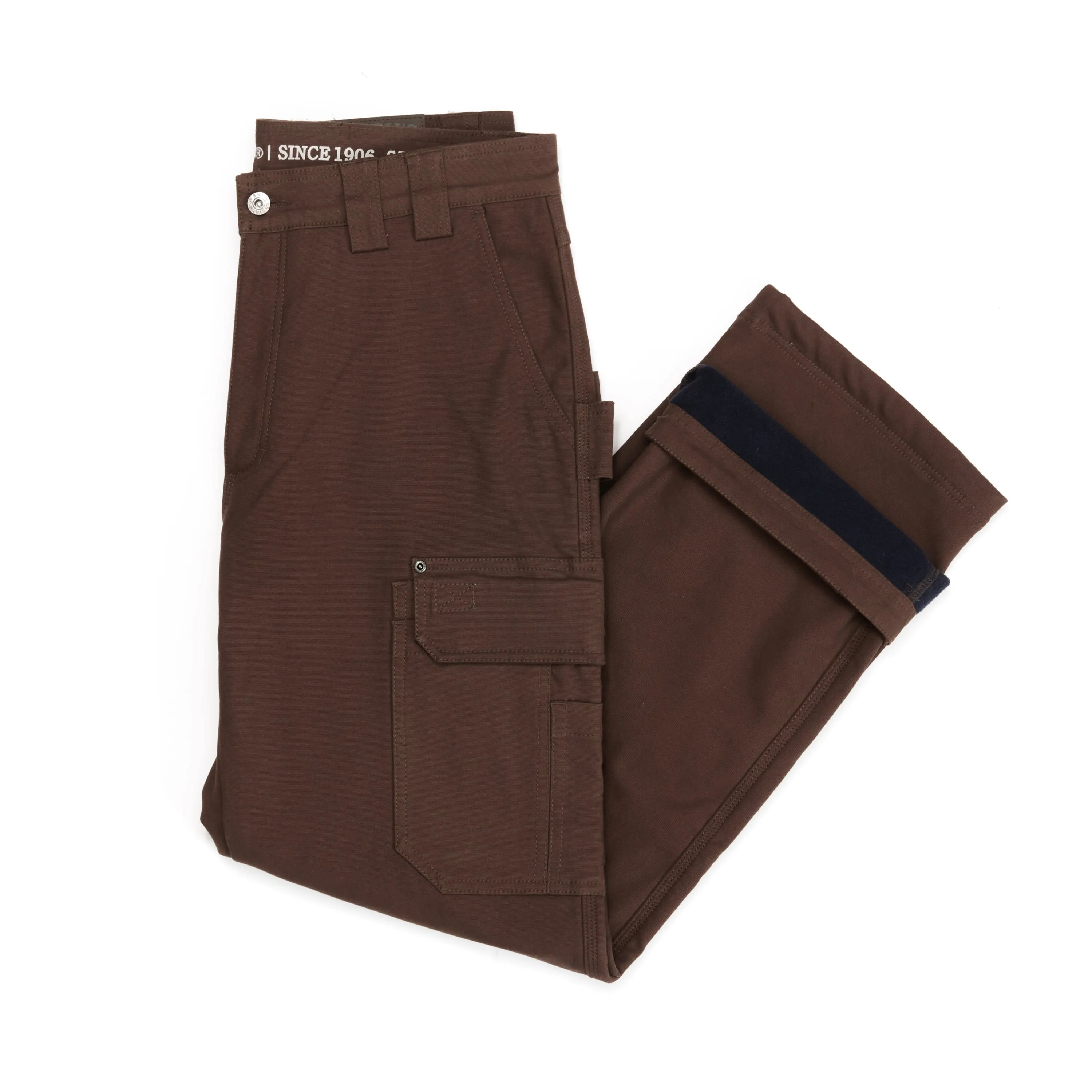 BONDED-FLEECE LINED WORK-STRETCH DUCK CANVAS GUSSET UTILITY CARGO PANT