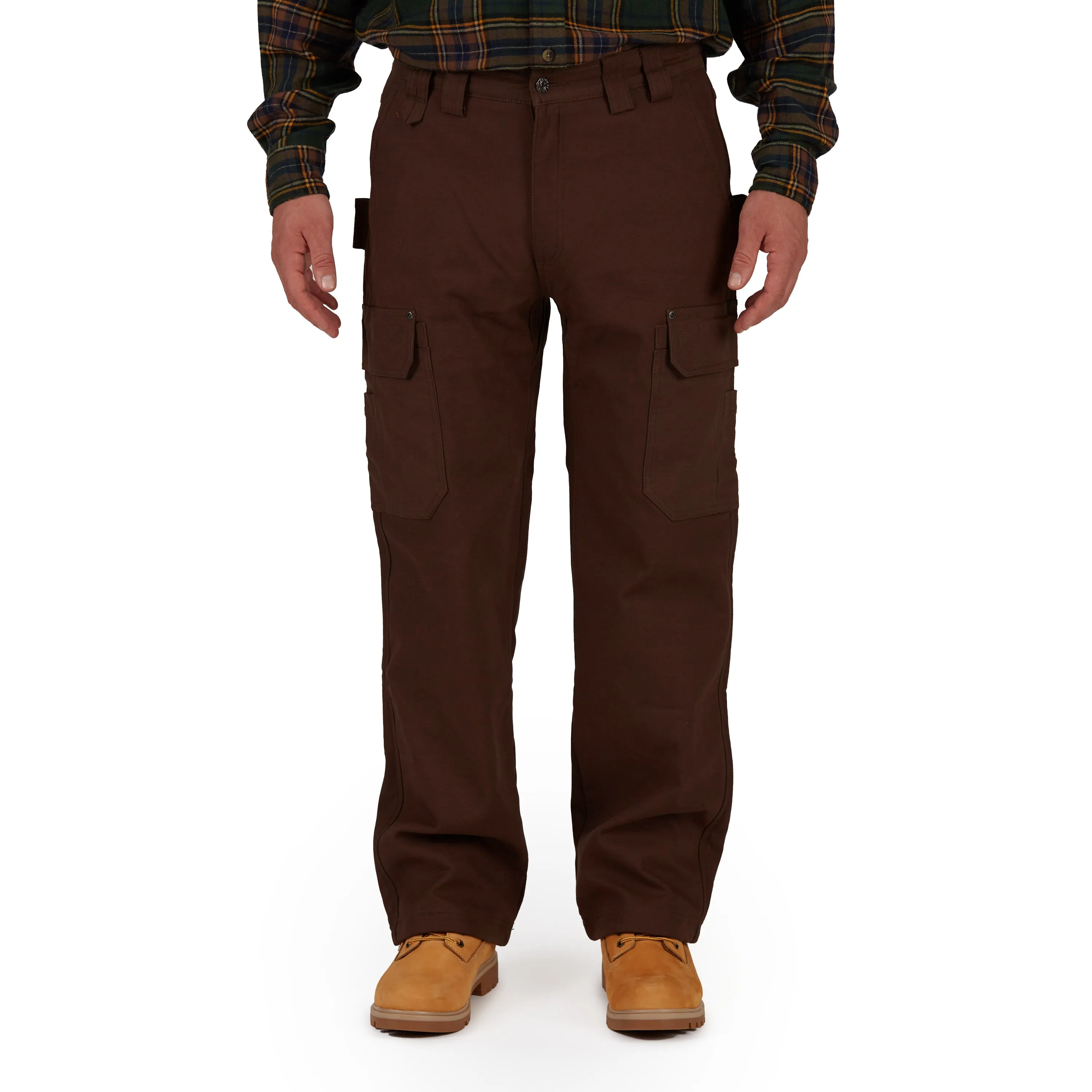 BONDED-FLEECE LINED WORK-STRETCH DUCK CANVAS GUSSET UTILITY CARGO PANT