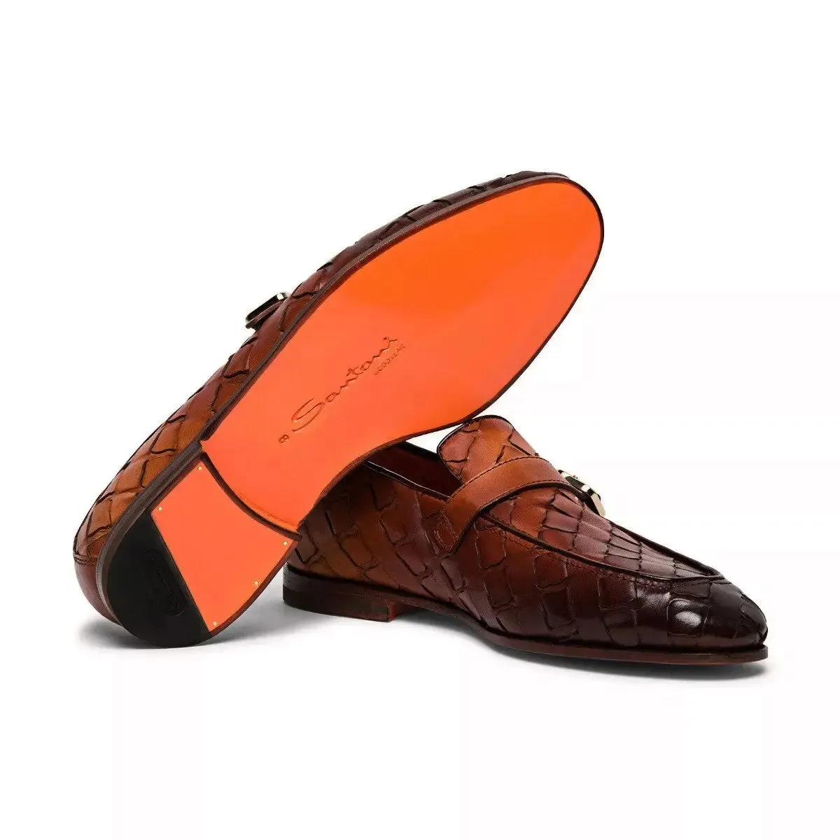 Brown Eco-Friendly Woven Leather Loafers