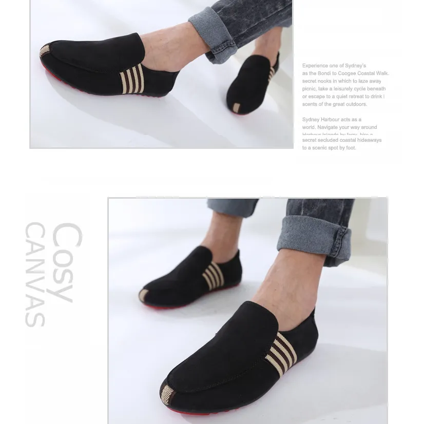 Casual Striped Slip-On Driving Shoes