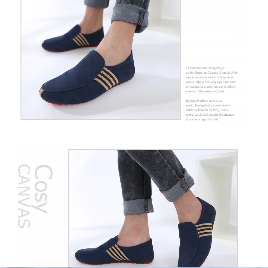 Casual Striped Slip-On Driving Shoes