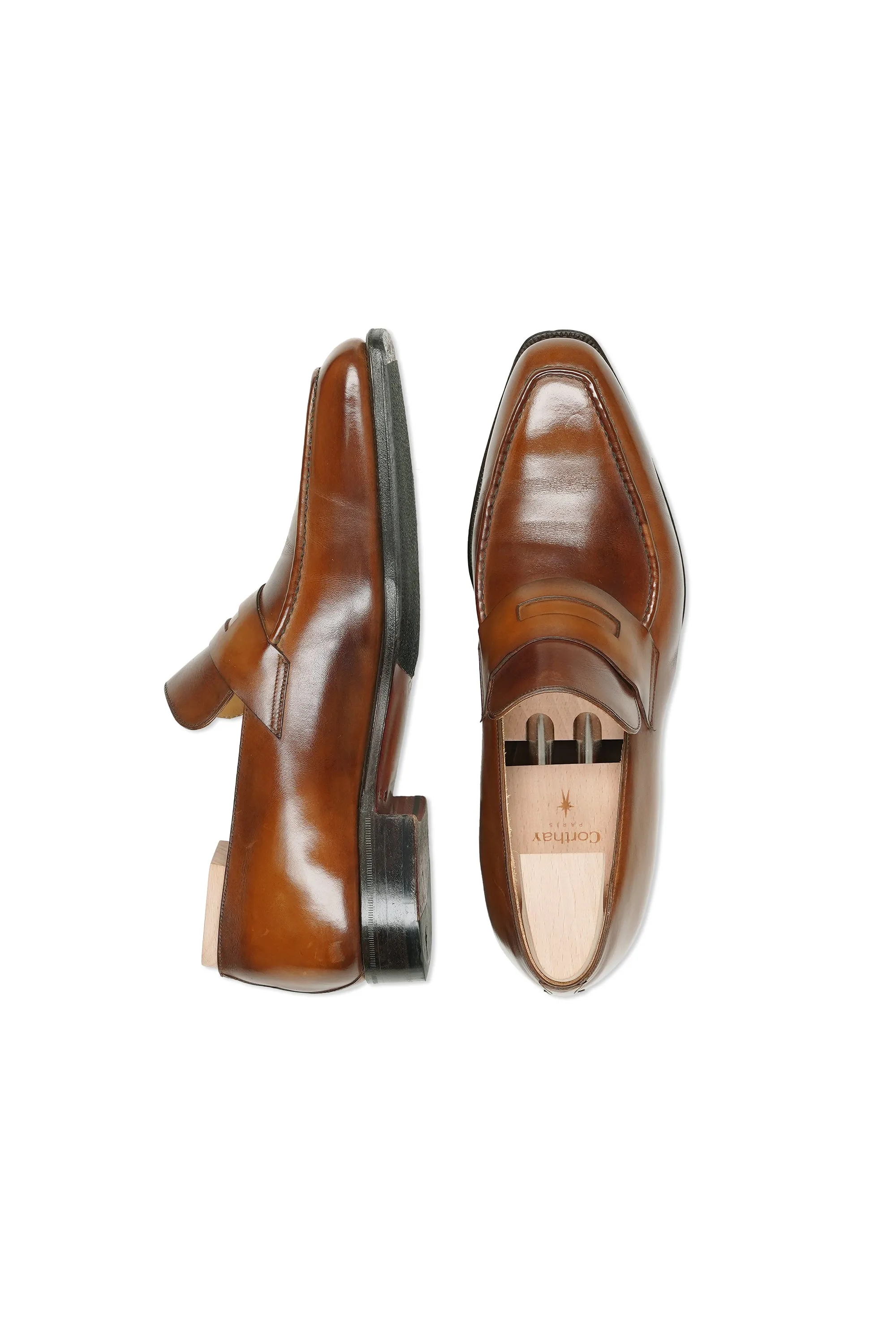 Corthay Brown Calf Penny Loafers