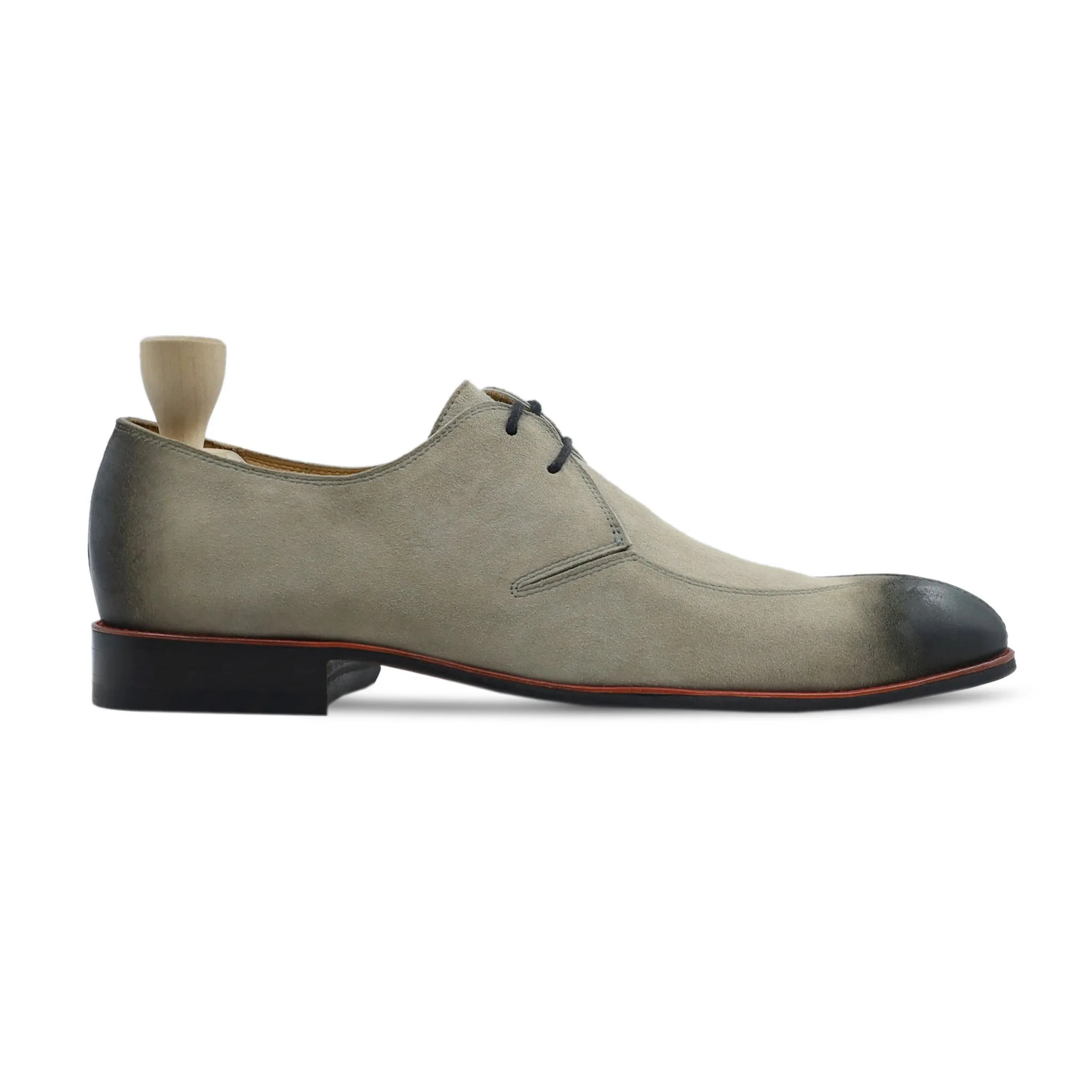 Crum - Men's Steel Grey Kid Seude Derby Shoe