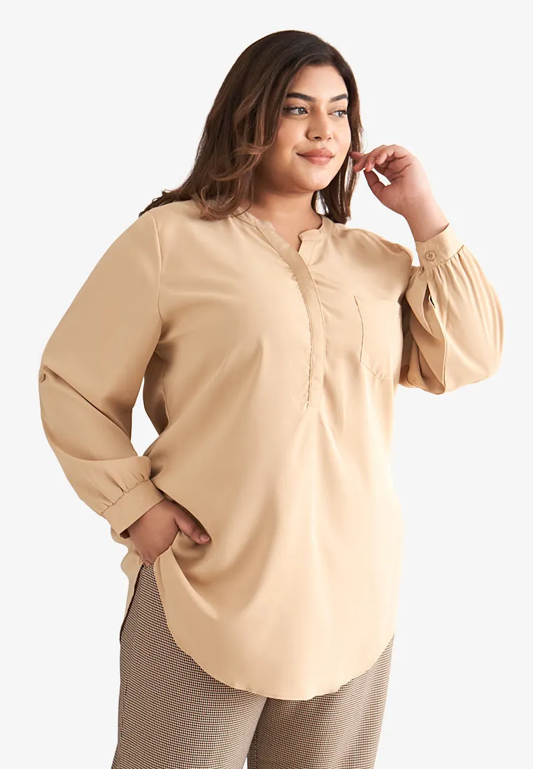 Docia Minimalist Stand Collar Blouse