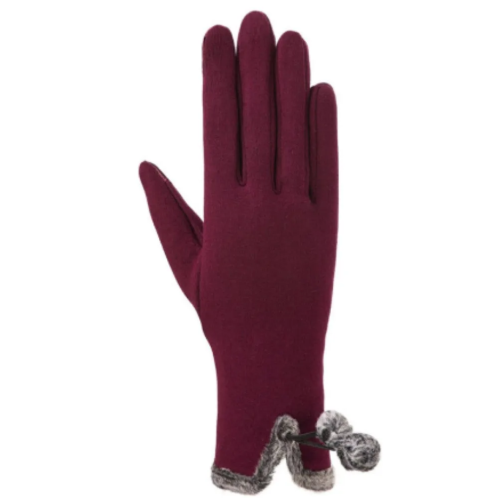 Faux Fur Trim Touchscreen Gloves