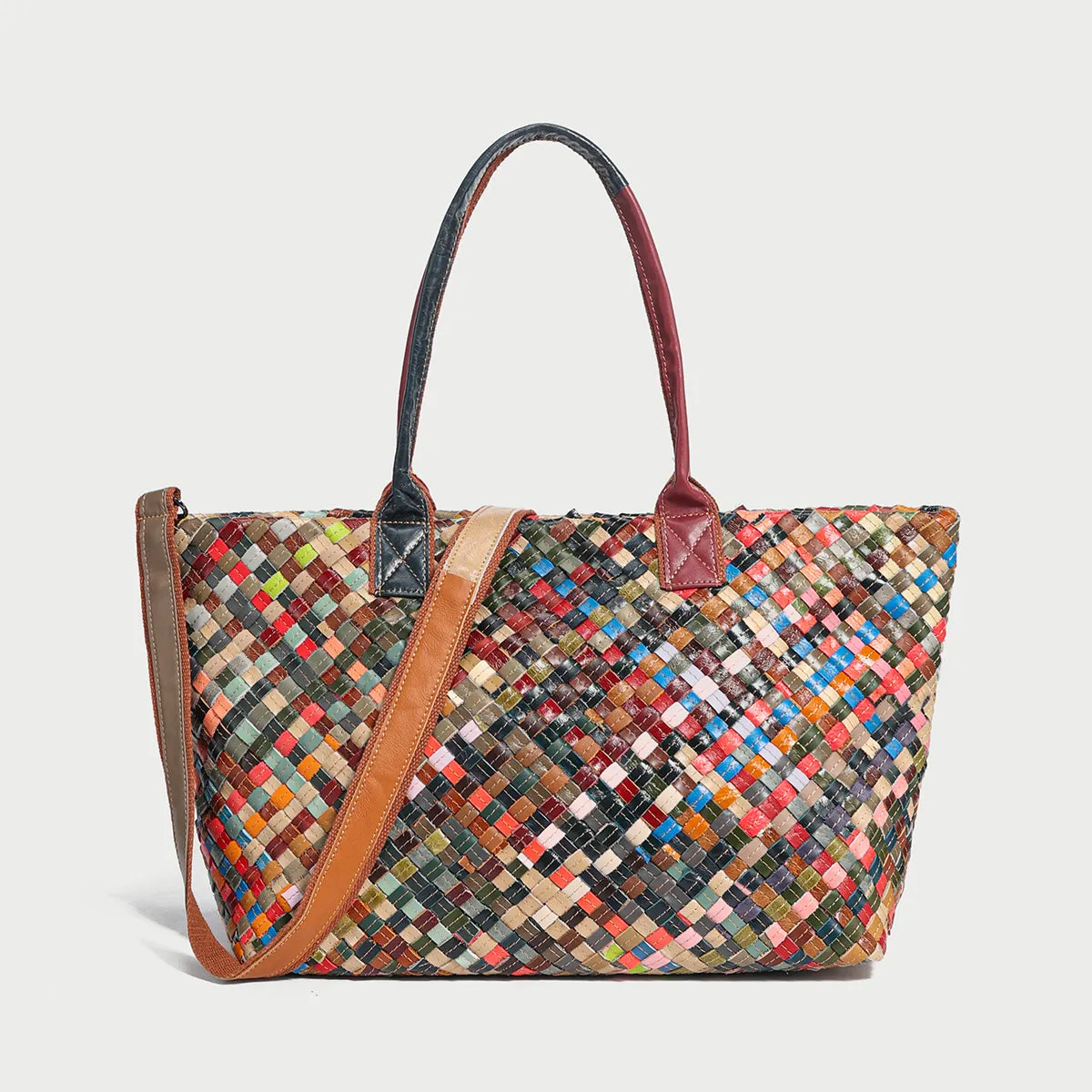 Flamboyant Woven Leather Tote Bag