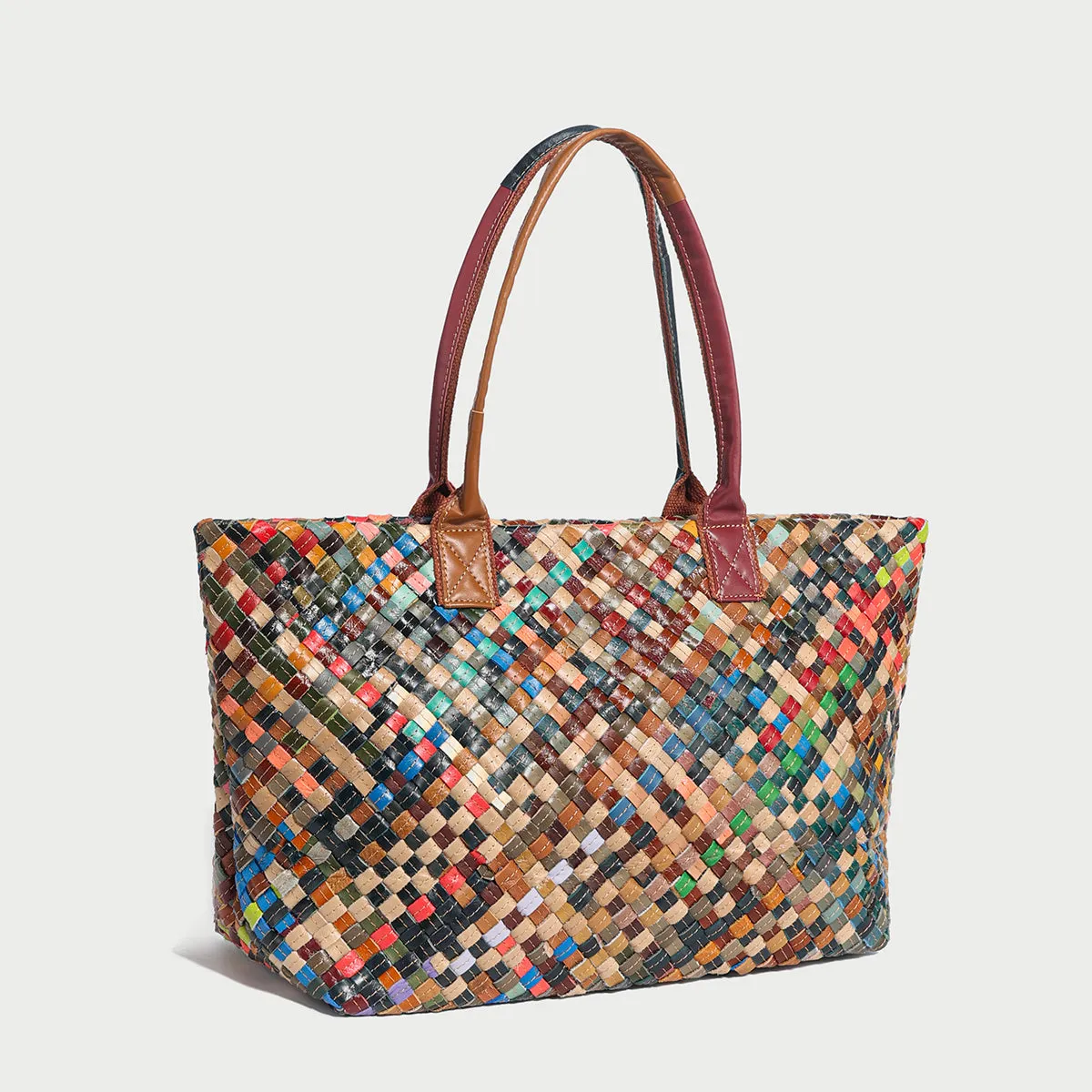 Flamboyant Woven Leather Tote Bag