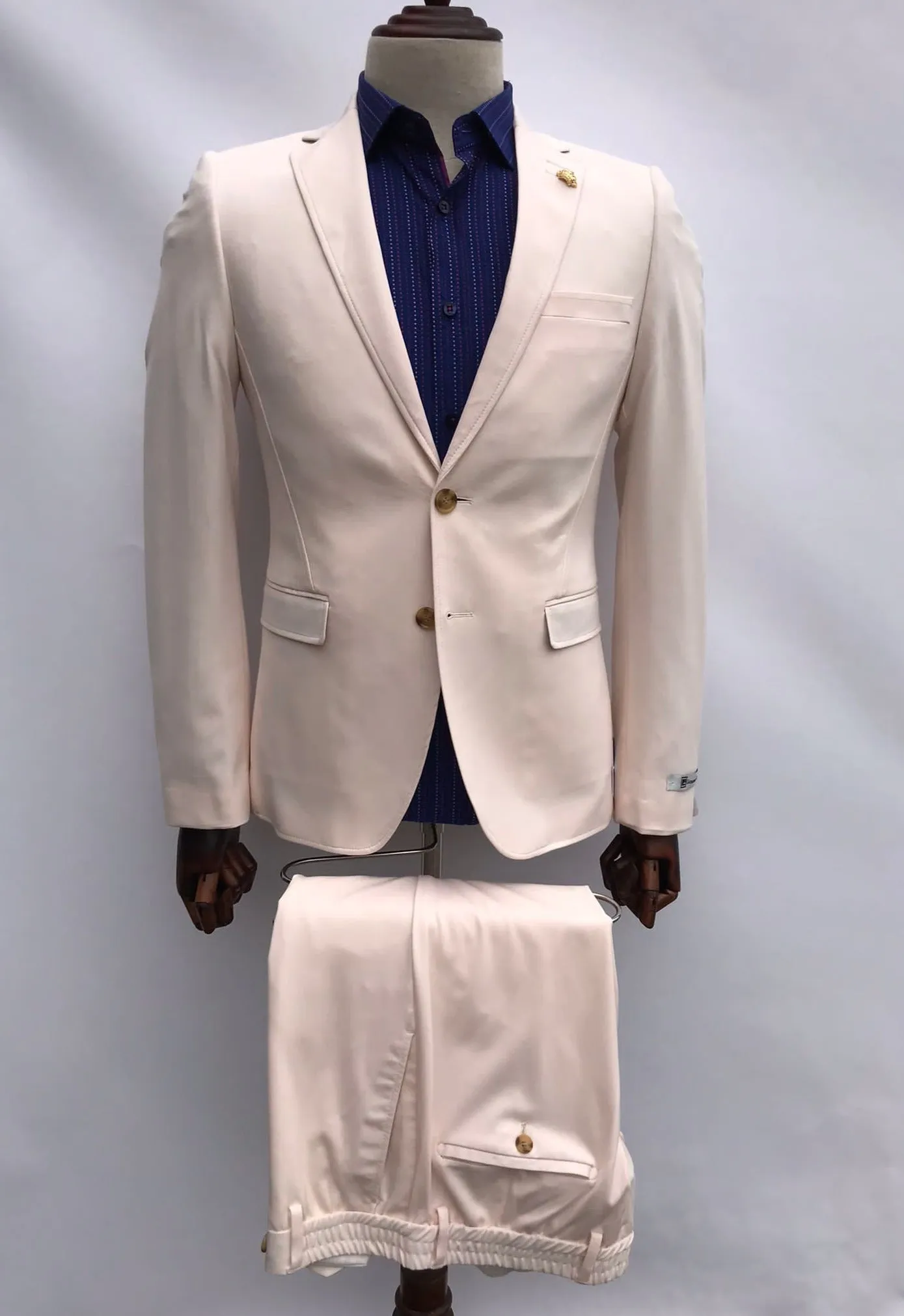 Giovanni Testi 2 Button Slim fit Traveler suit GTRVL2N-01 SEA SHELL