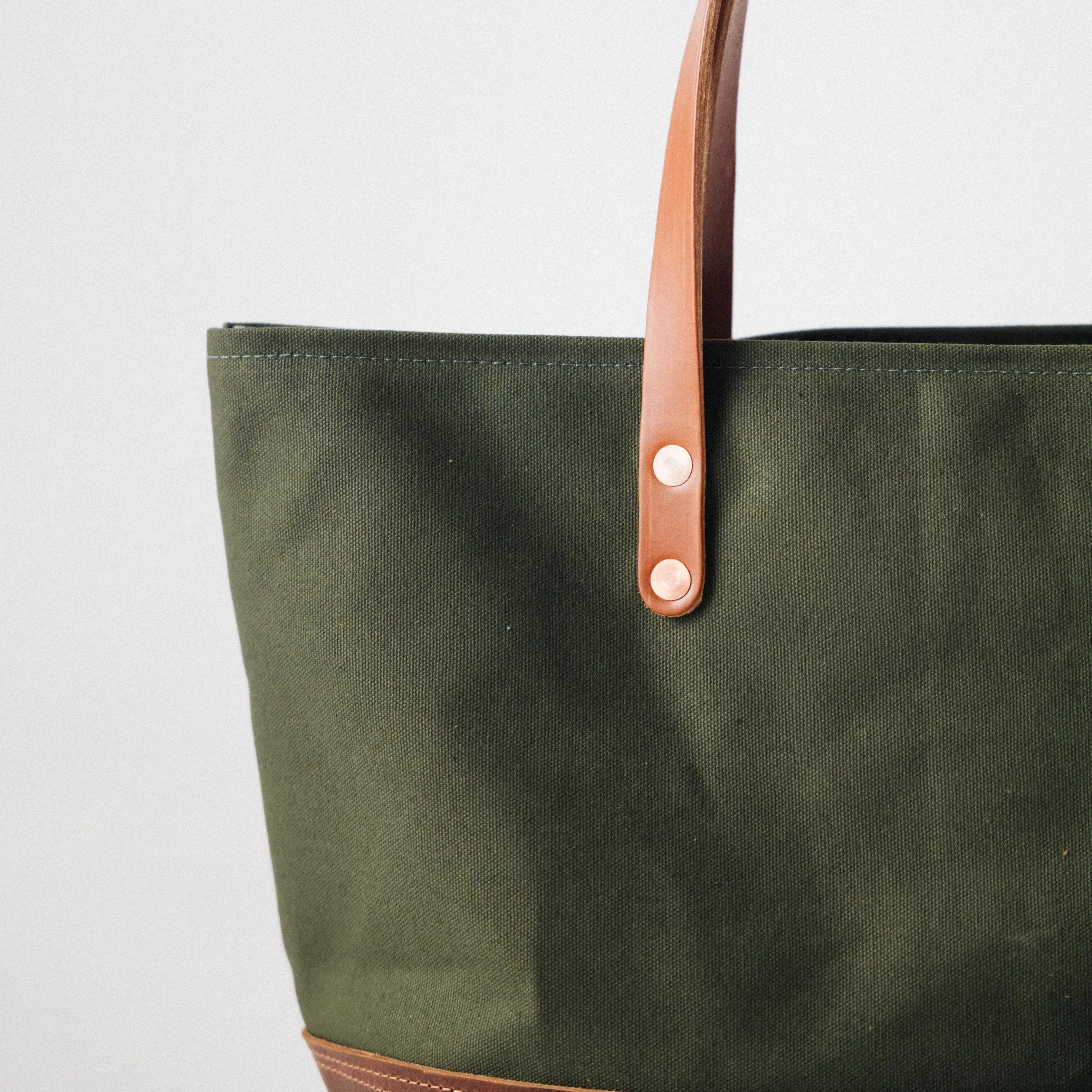 Green Canvas East West Panel Tote