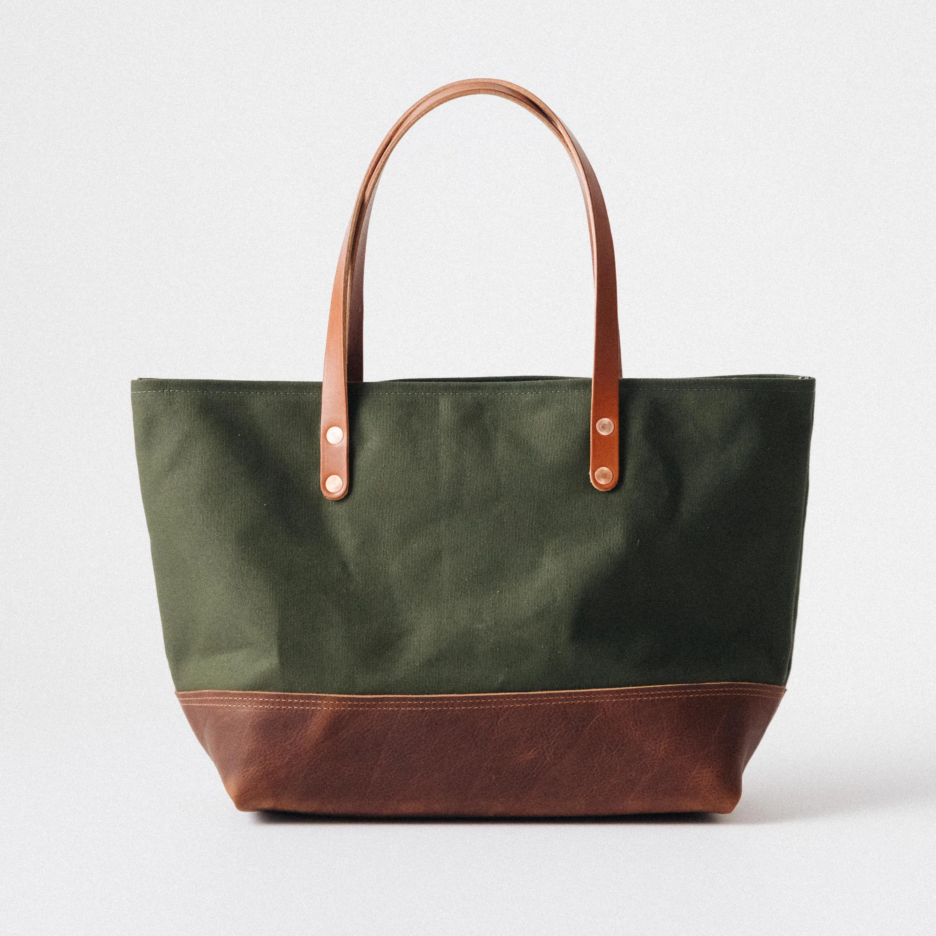 Green Canvas East West Panel Tote