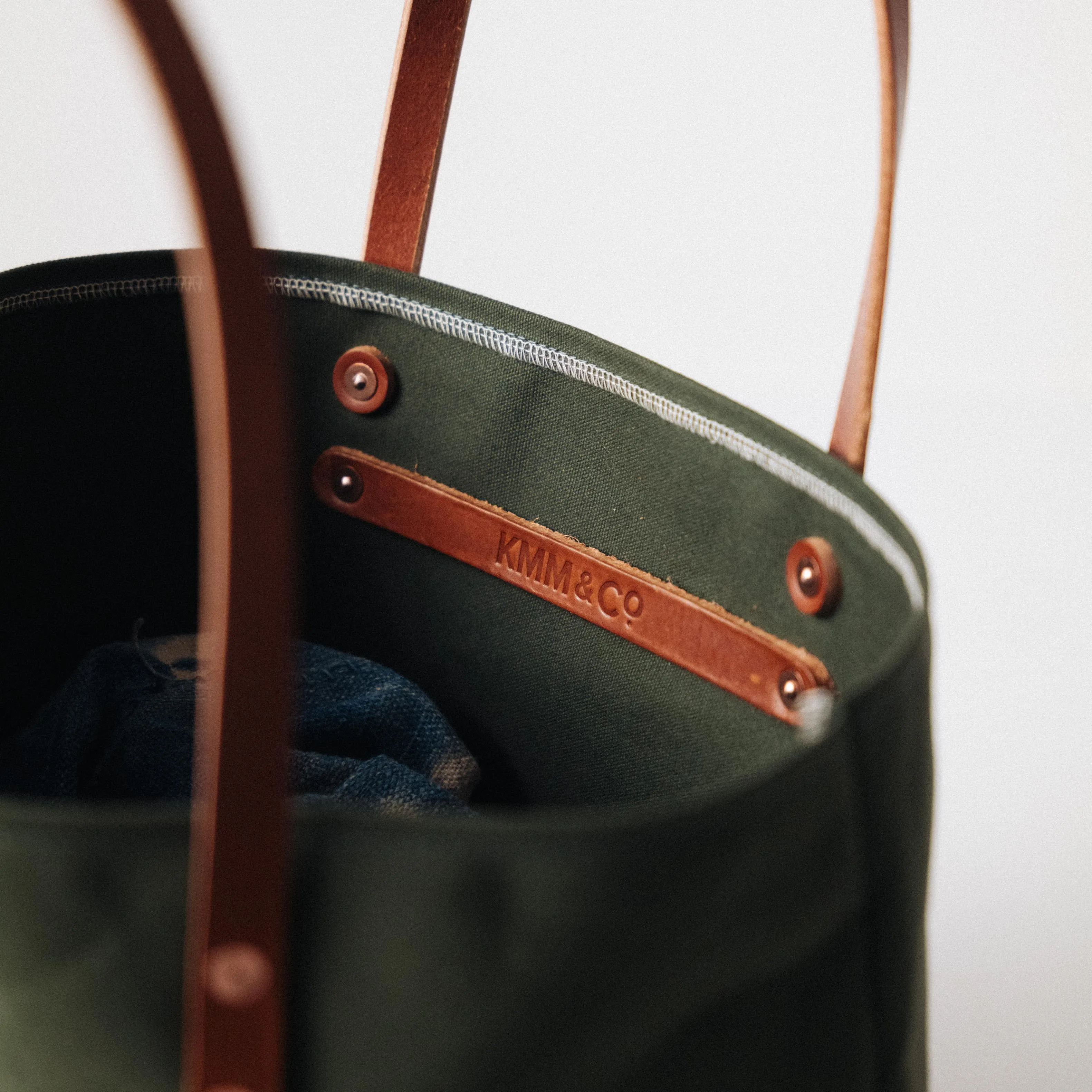 Green Canvas East West Panel Tote