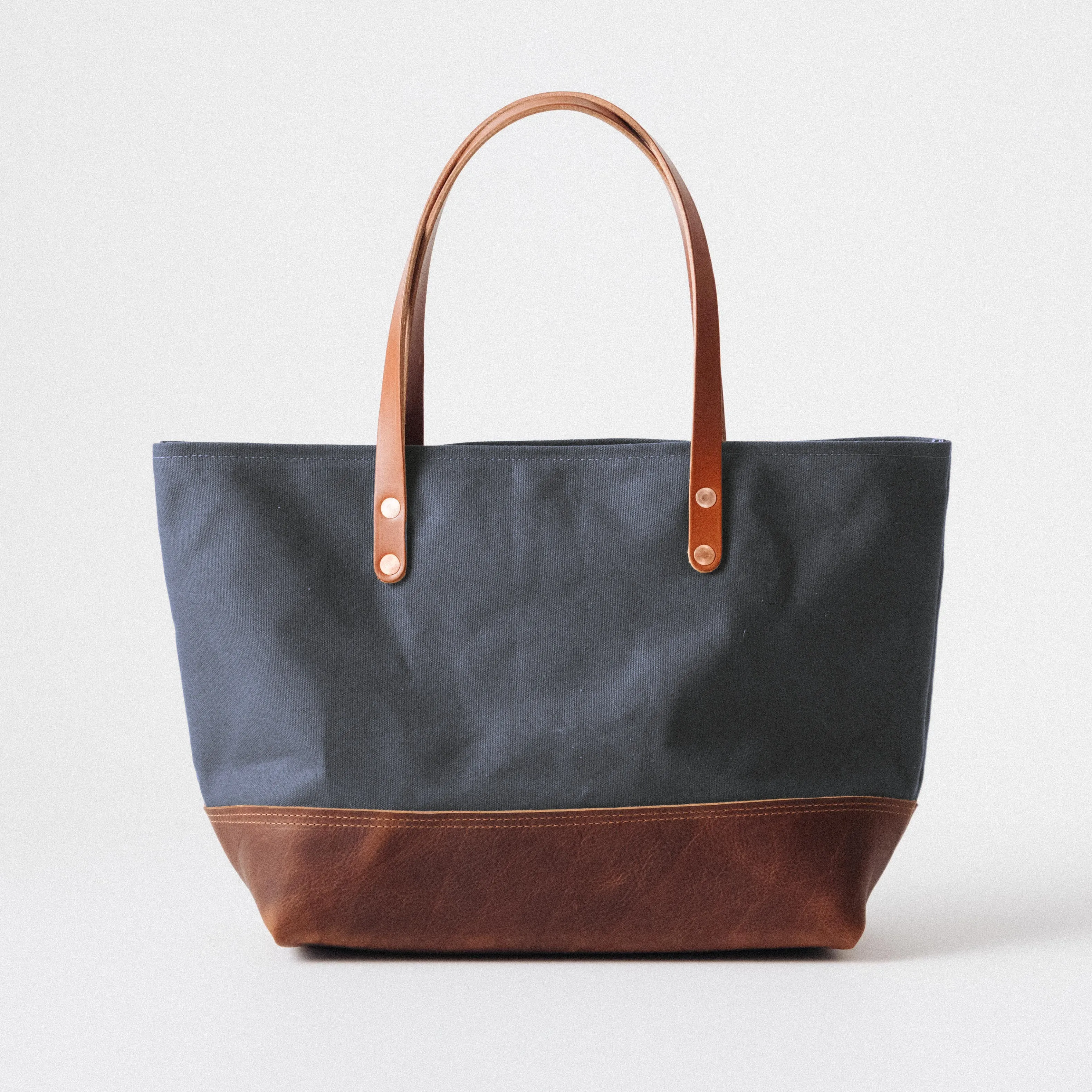 Heather Blue Canvas East West Panel Tote