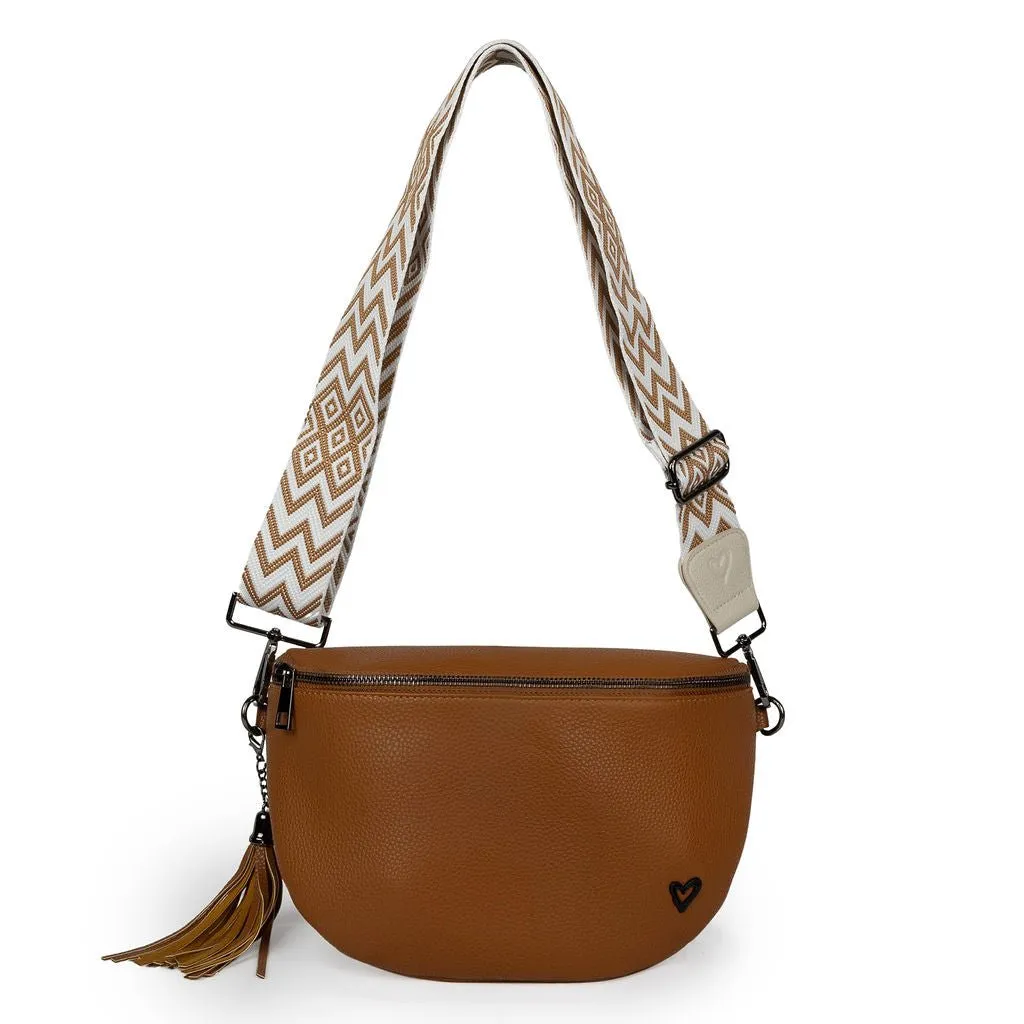 Kimberley Vegan Leather Crossbody Bag/Sling - Brown