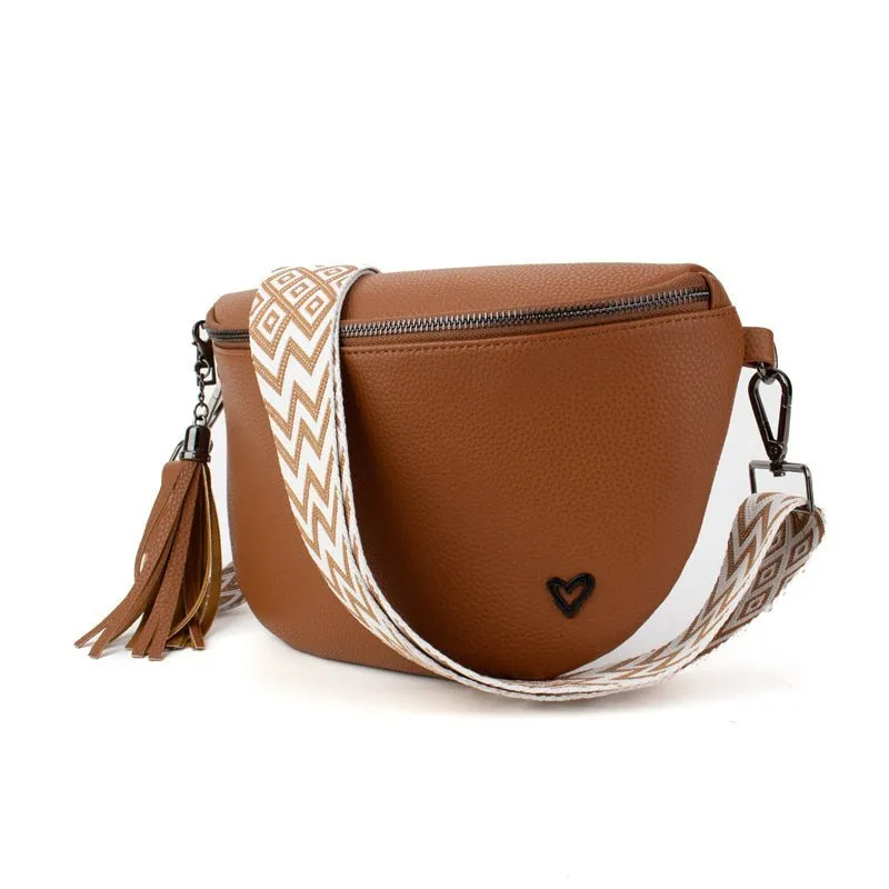 Kimberley Vegan Leather Crossbody Bag/Sling - Brown