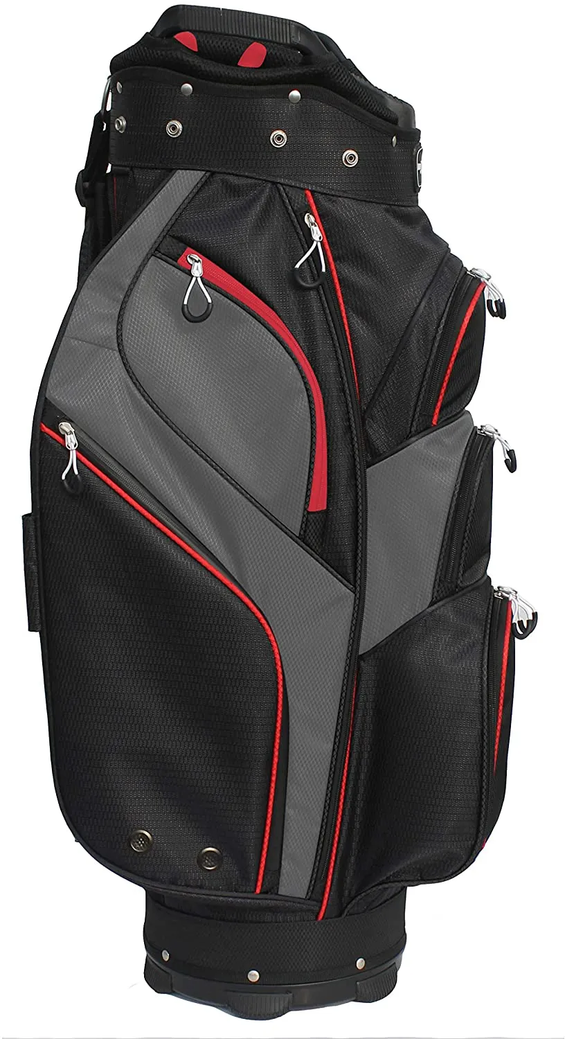 Majek Premium Black Red Charcoal Golf Bag 9.5 inch 14-Way Friendly Separator