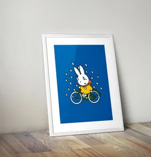 Miffy on Her Bike in the Rain Framed Mini Poster