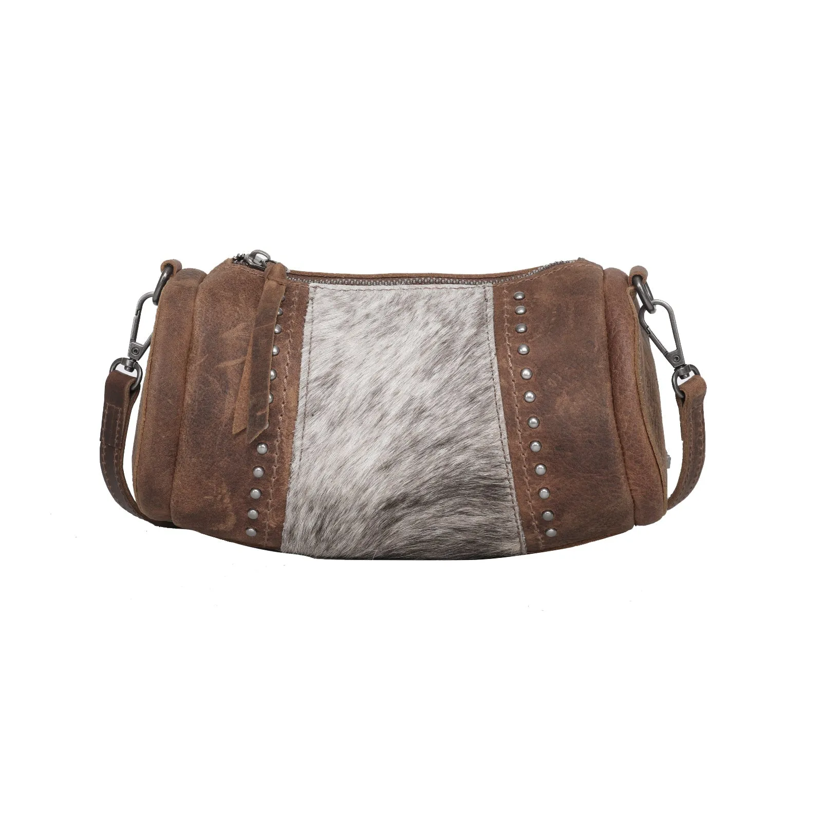 Montana West Real Leather Cow-Hide Collection Mini Barrel Bag