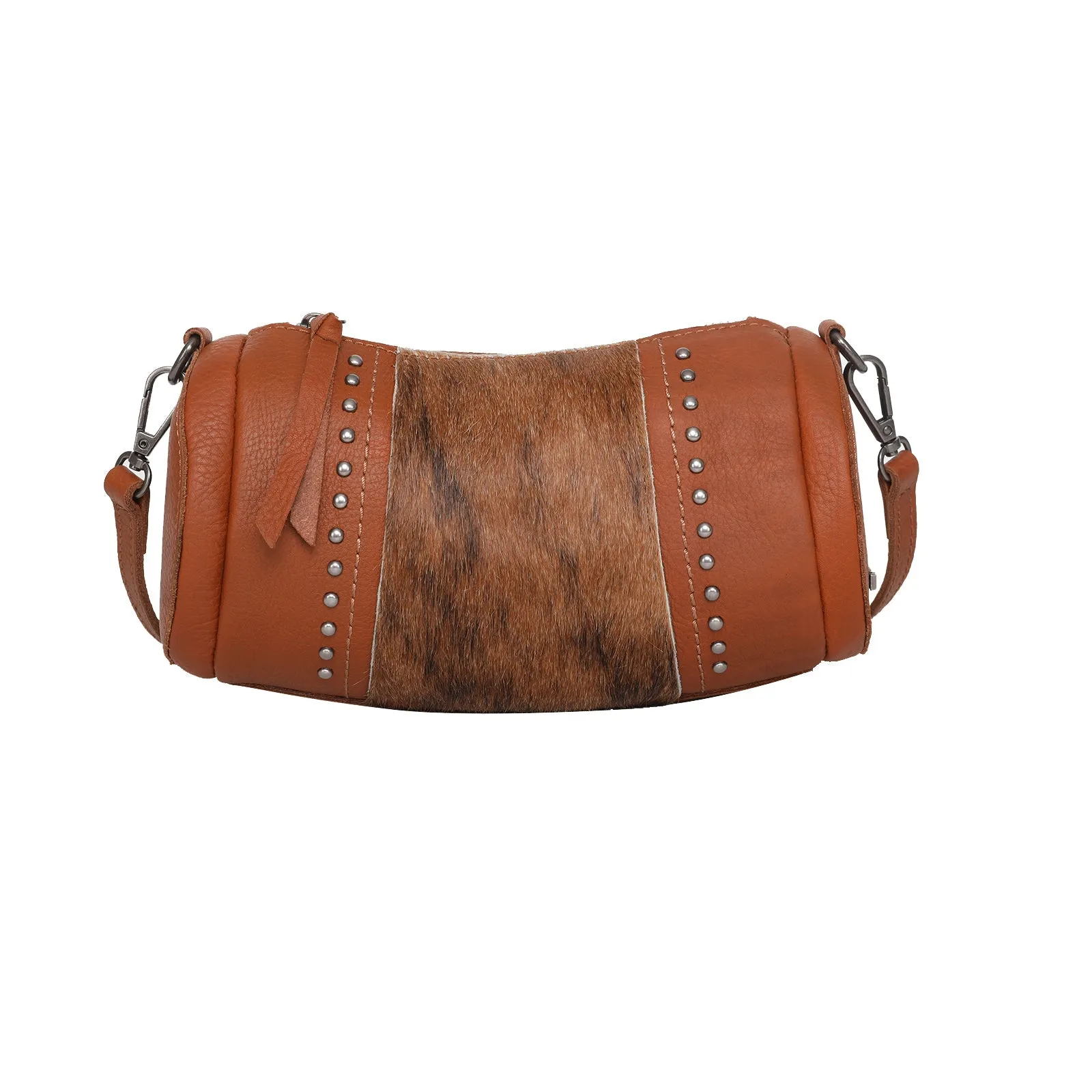 Montana West Real Leather Cow-Hide Collection Mini Barrel Bag