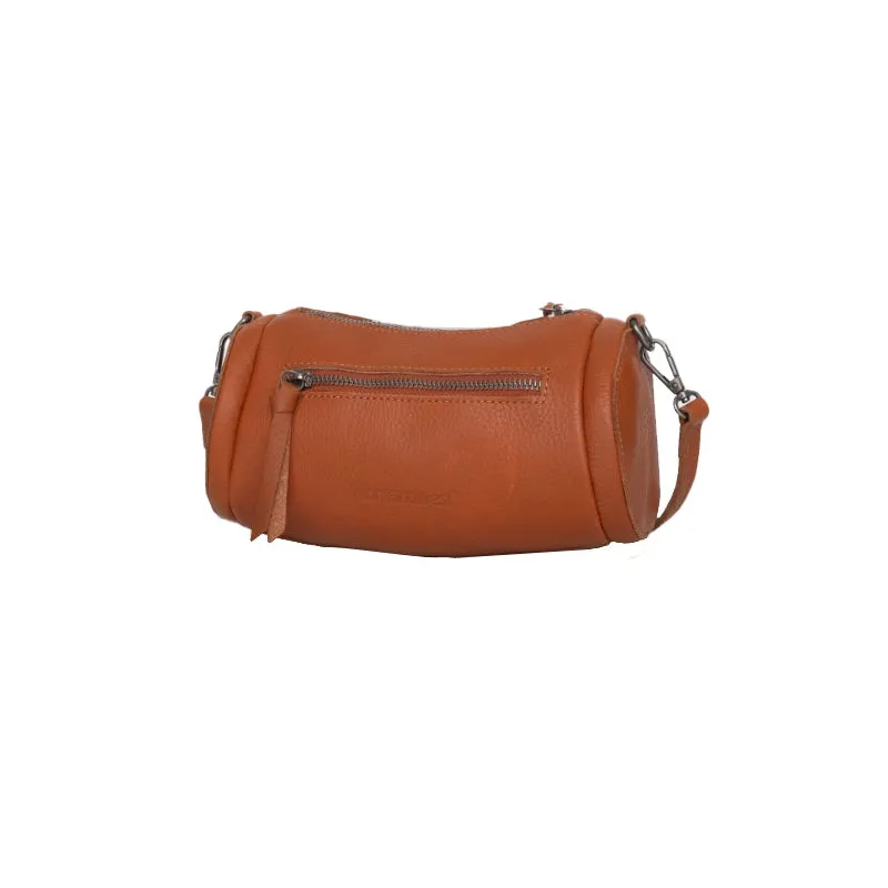 Montana West Real Leather Cow-Hide Collection Mini Barrel Bag