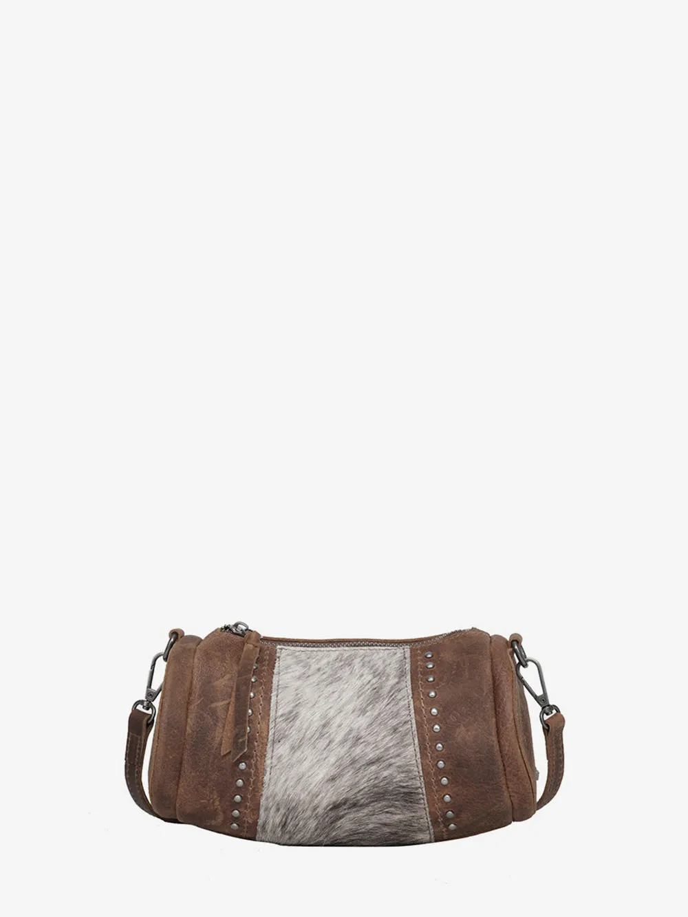 Montana West Real Leather Cow-Hide Collection Mini Barrel Bag