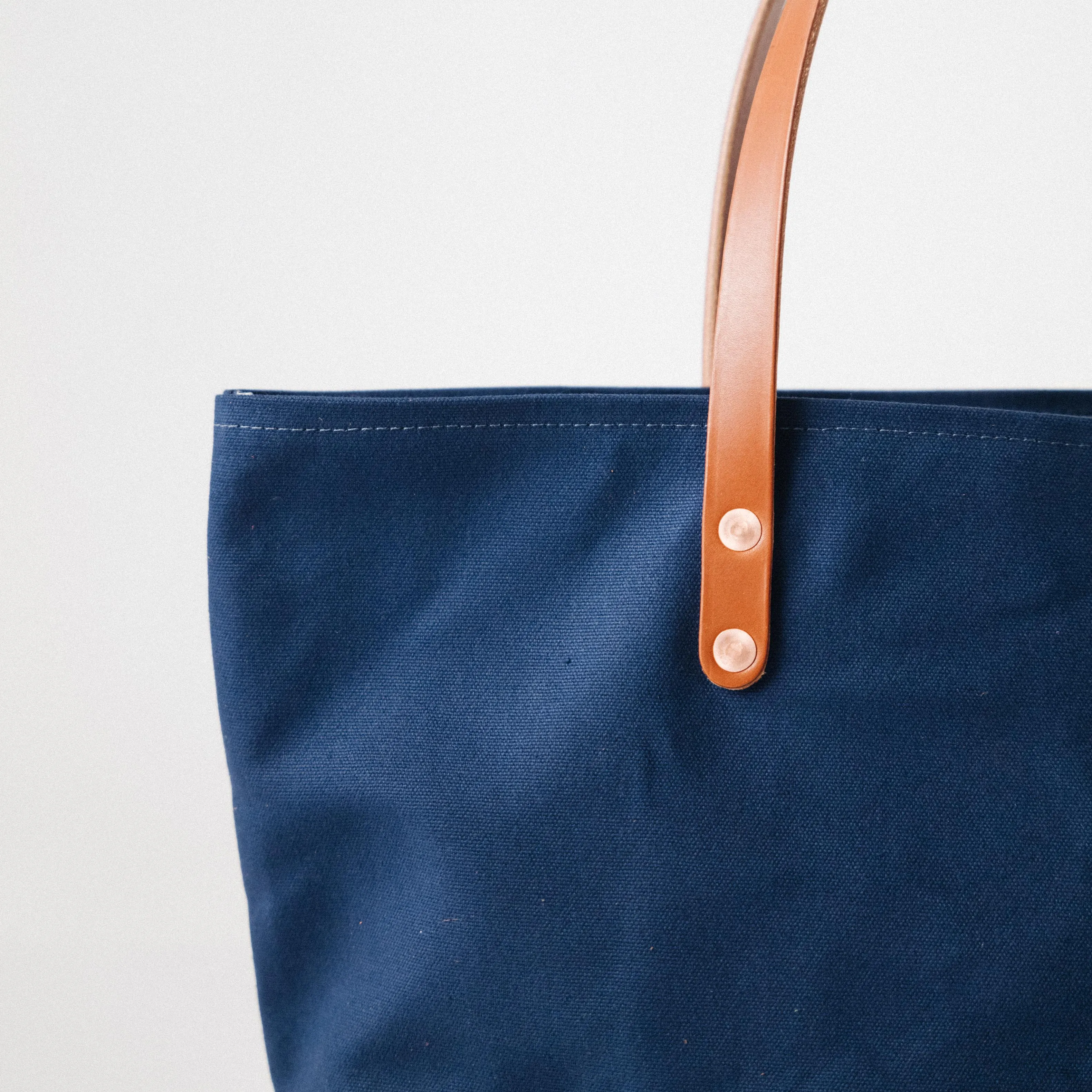 Navy Canvas East West Panel Tote