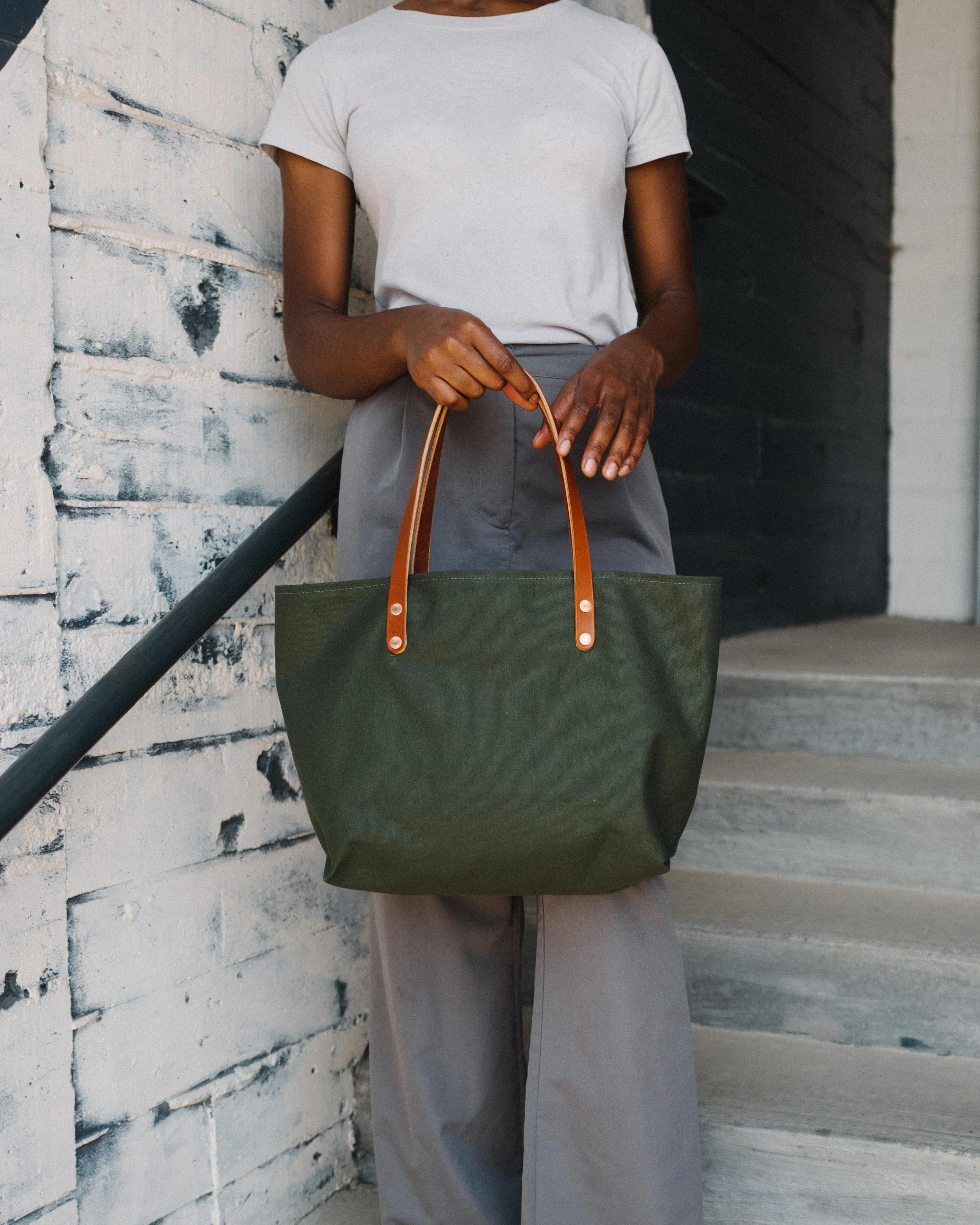 Navy Canvas East West Tote