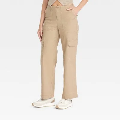 New - Women's Mid-Rise Straight Leg Utility Cargo Pants - Universal Thread