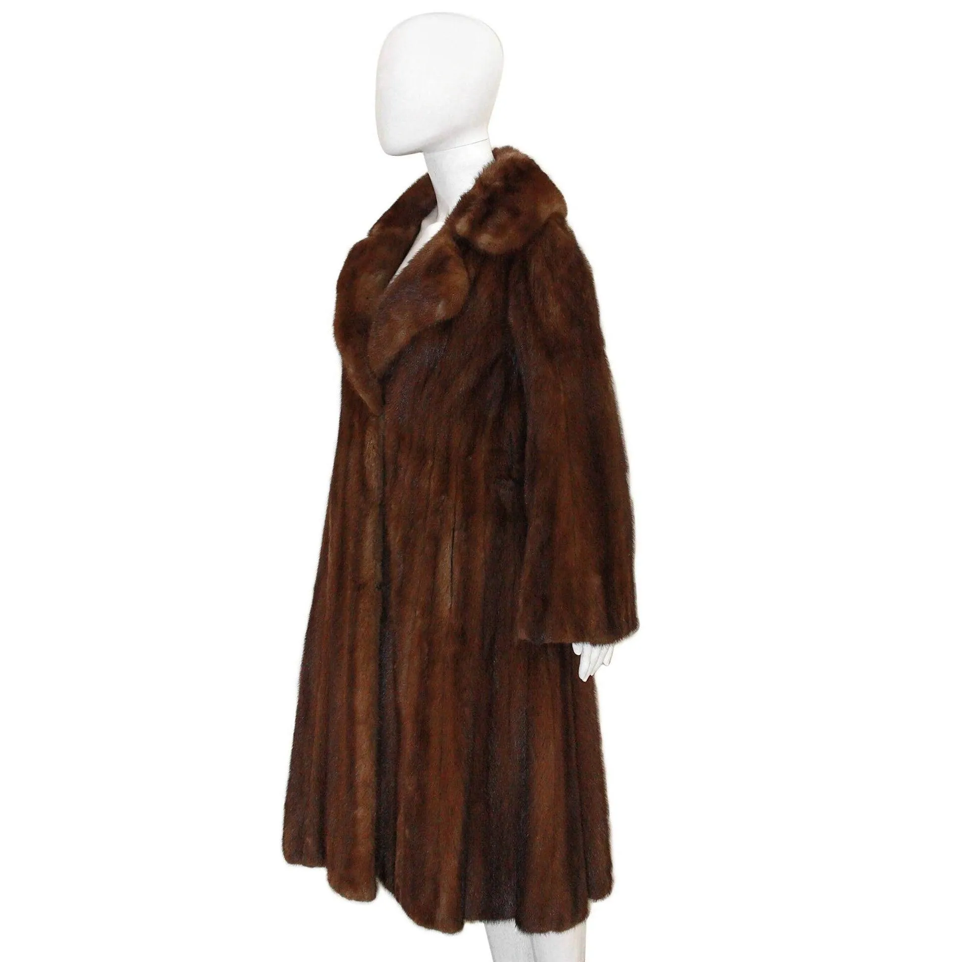 NORMAN NORELL FOR MICHAEL FORREST 1970's Natural Mink Coat | Size L