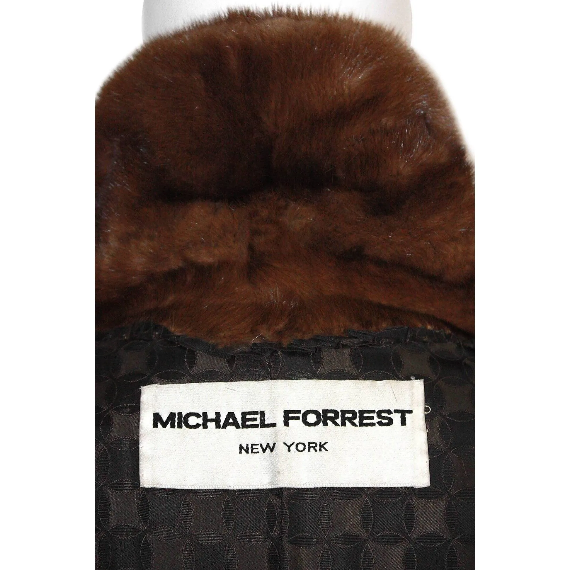 NORMAN NORELL FOR MICHAEL FORREST 1970's Natural Mink Coat | Size L