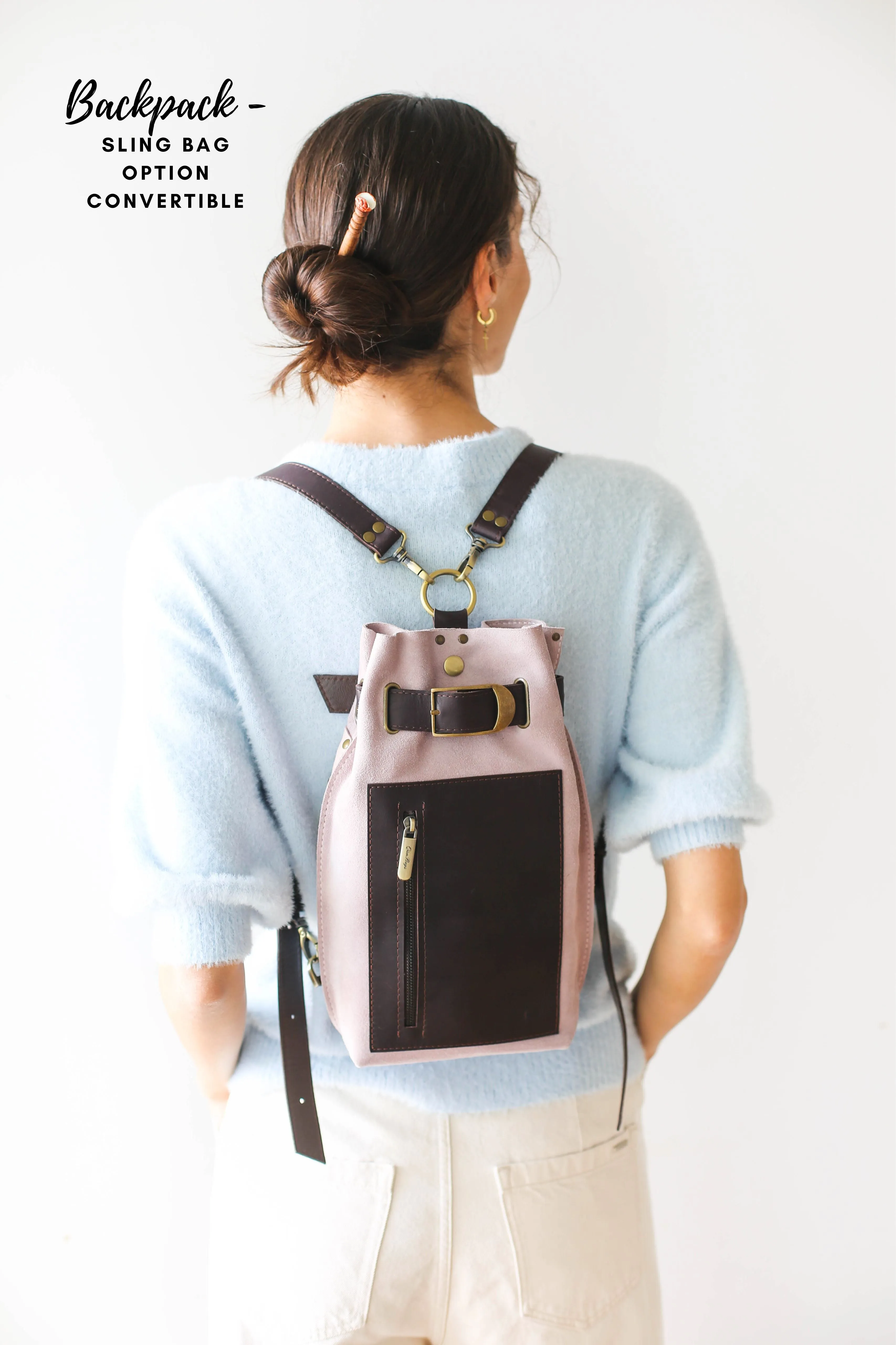 Purple Suede Sling Backpack