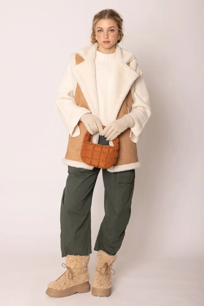 QCV420011 Faux Shearling and Suede Aviator Vest