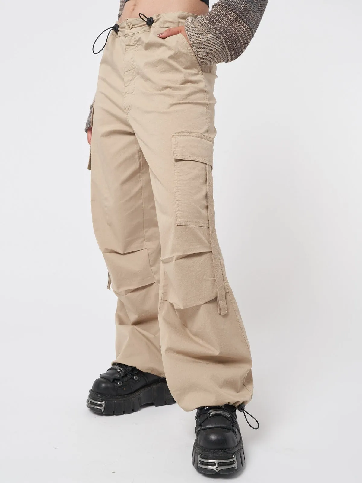 Rheo Beige Tech Cargo Pants