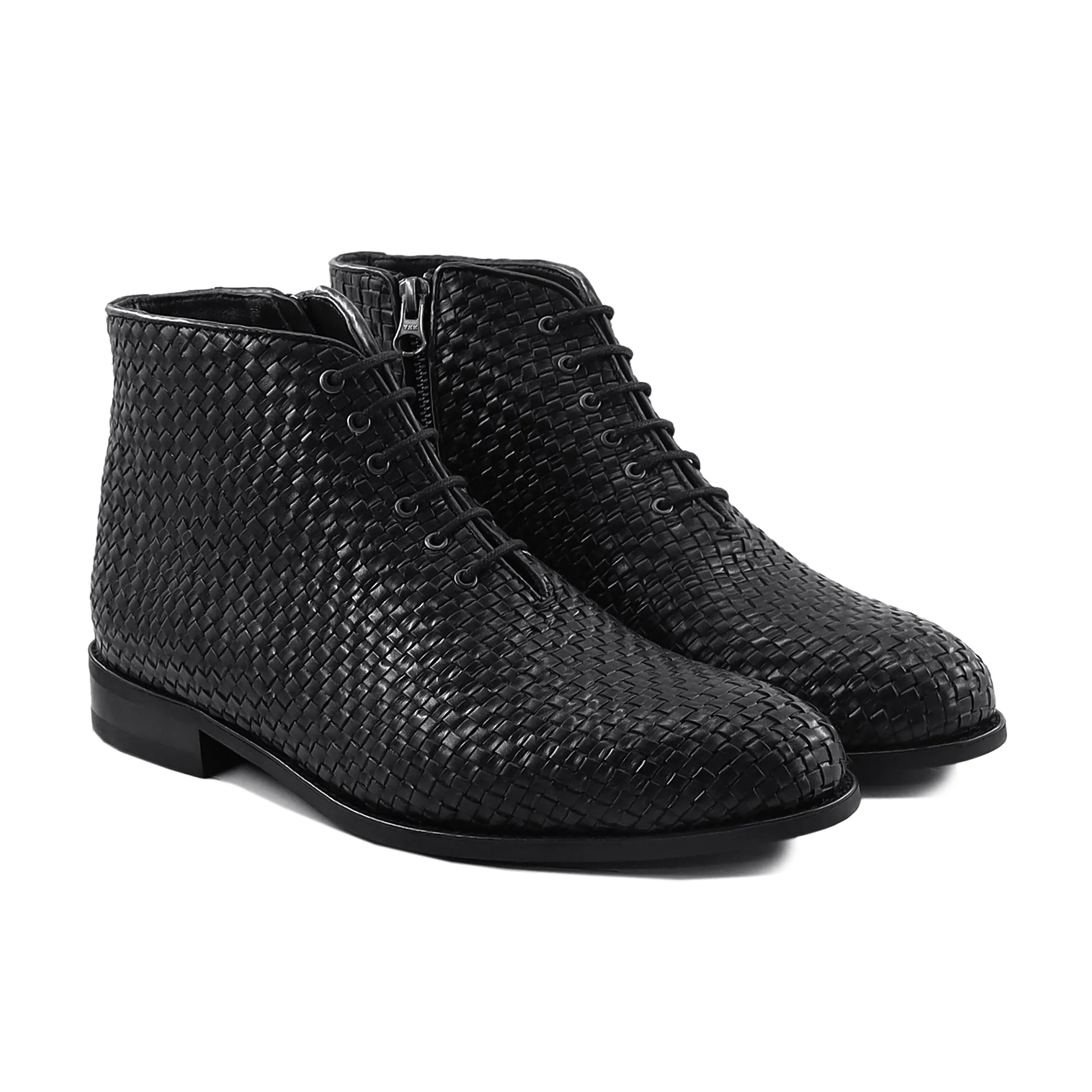 Ruma - Men's Black Hand Woven Calf Leather Chukka Boot