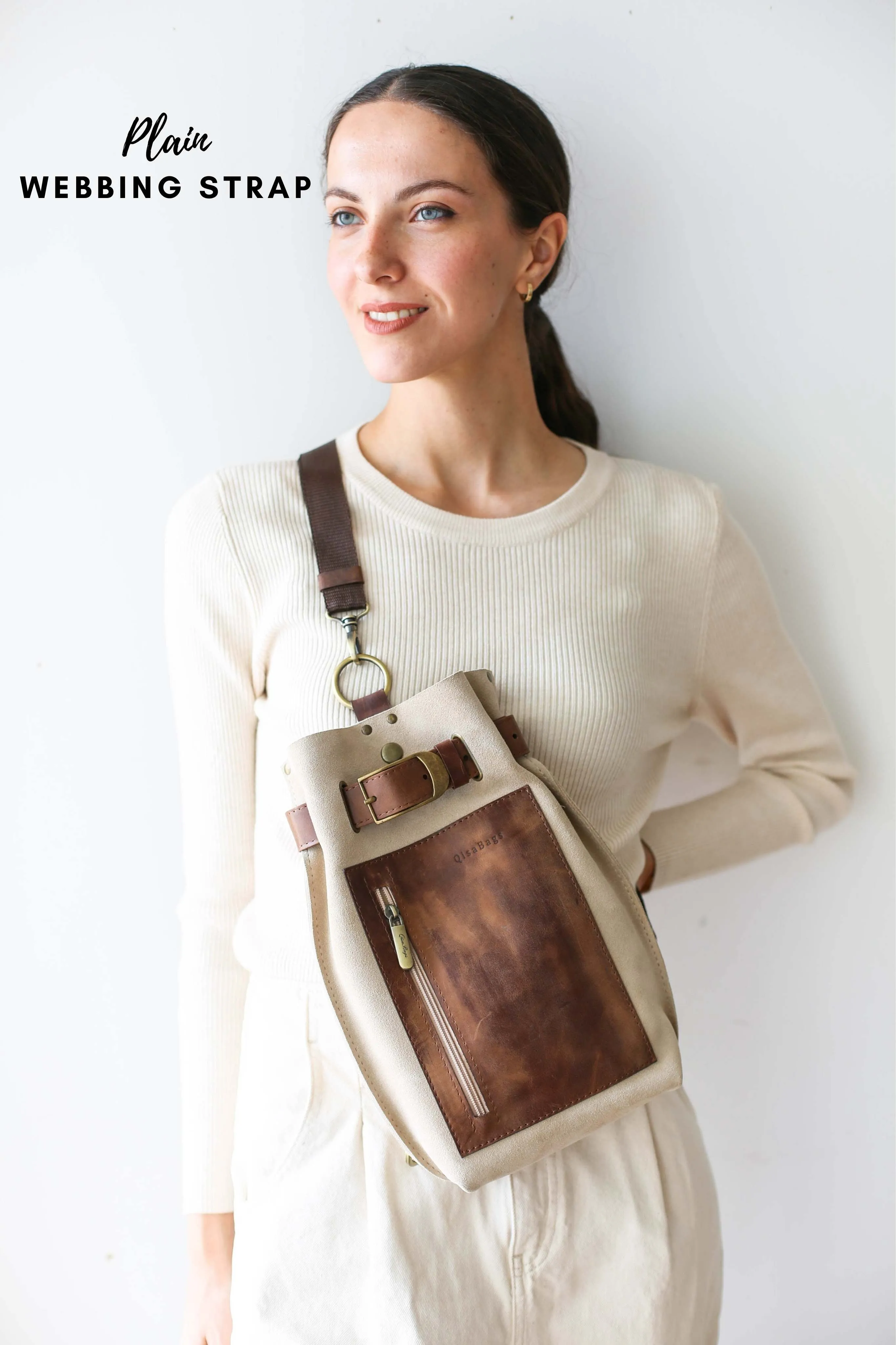 Taupe Suede Sling Backpack