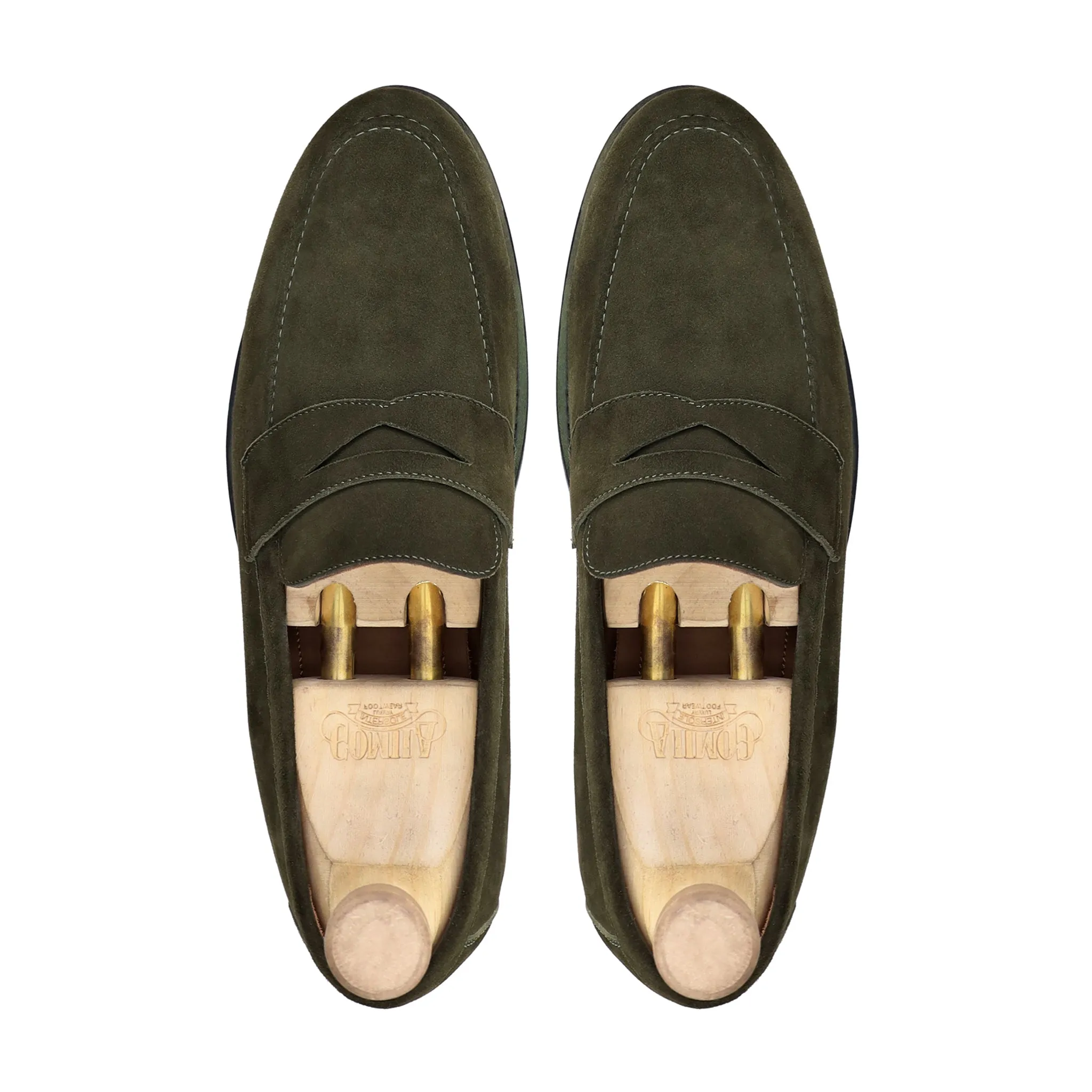 Treb - Men's Olive Green Kid Suede Loafer