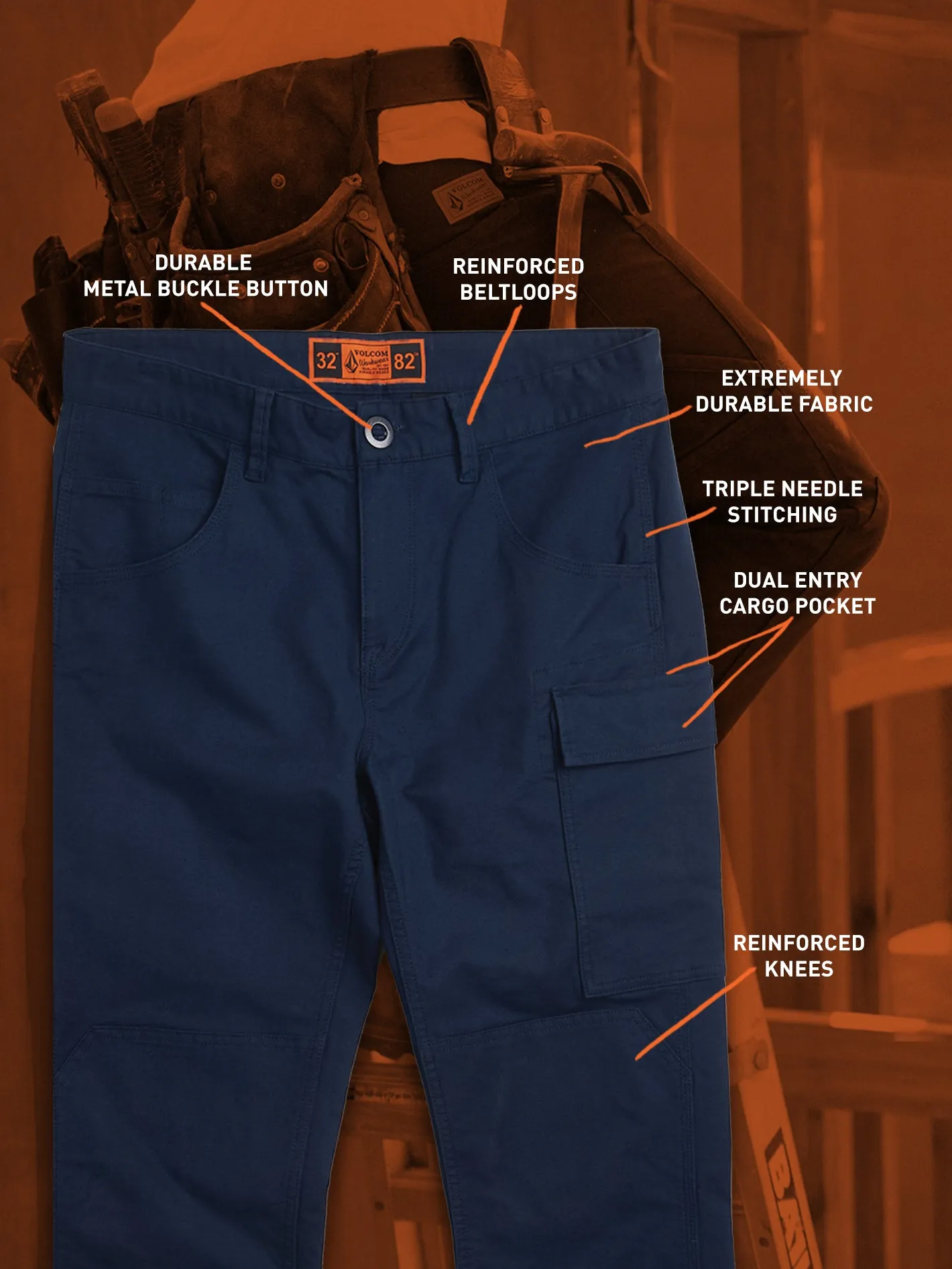 Volcom Workwear Caliper Work Pants - Navy