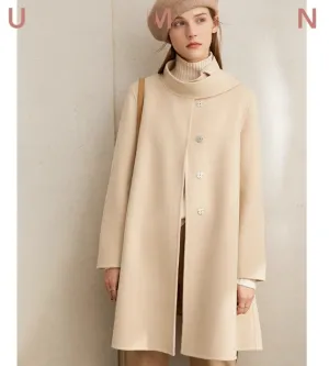 Women Mid-Length Woolen Coat Minimalist Winter Wool Coat Jacket/1955